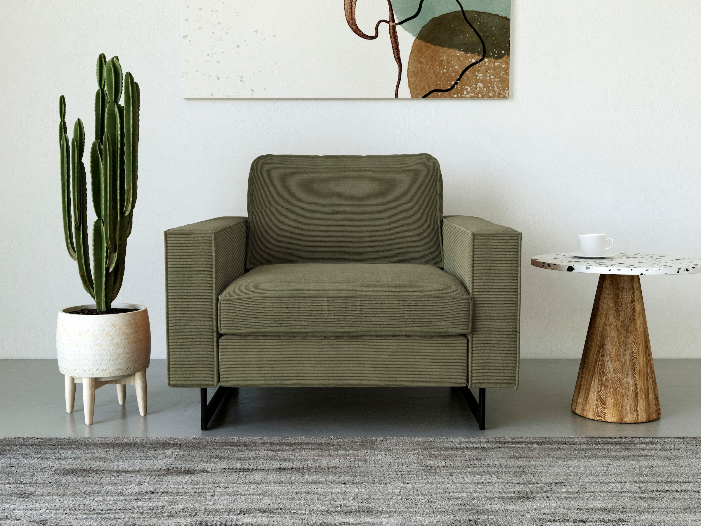 Places of Style Loveseat "Pinto 105 cm, Cord, Chenille, Lederoptik", mit Ke günstig online kaufen