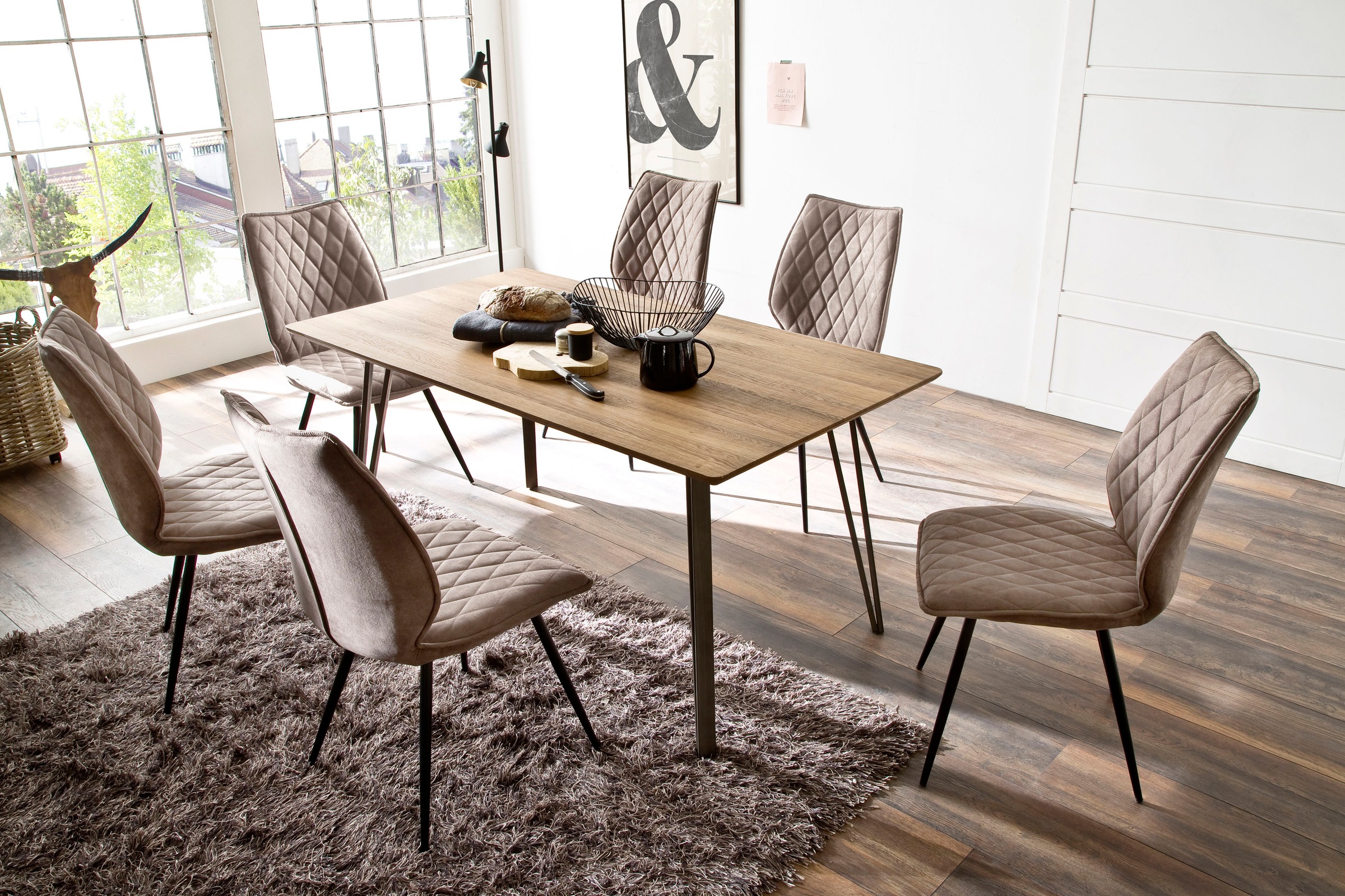 MCA furniture 4-Fußstuhl "Navarra", 2 St., 2-er Set mit Stoffbezug, belastb günstig online kaufen