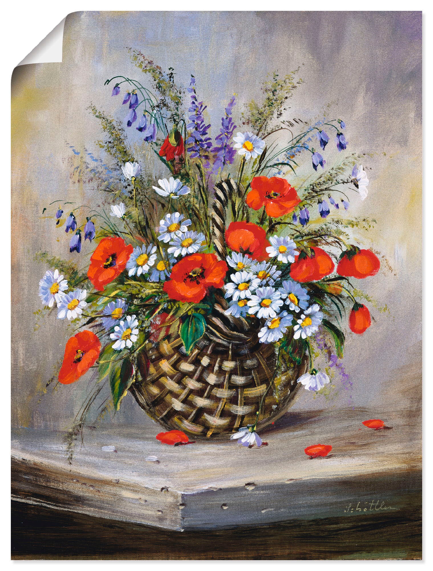 Black Friday Artland Leinwandbild, | Poster BAUR Wandaufkleber in Korb«, Wandbild Größen versch. »Blumiger Blumen, St.), oder (1 als