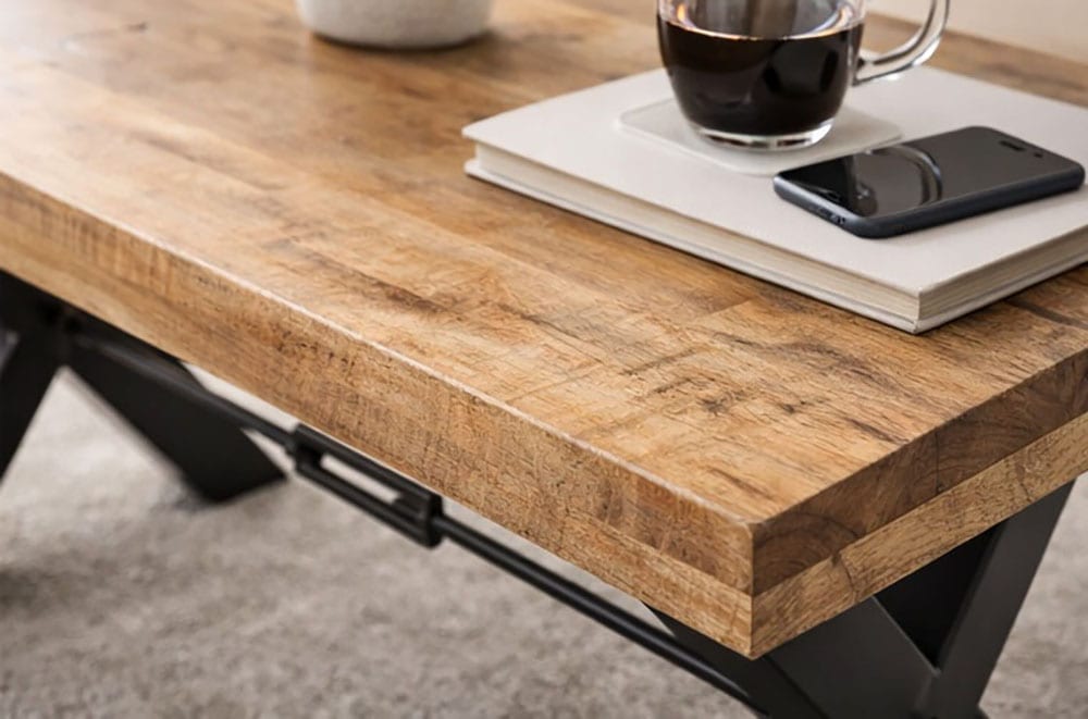 Stolkom Couchtisch »Dehli Couchtisch B/H/T 110x46x60 cm« 1 Stk. tlg. Oberfläche uneben, Traverse