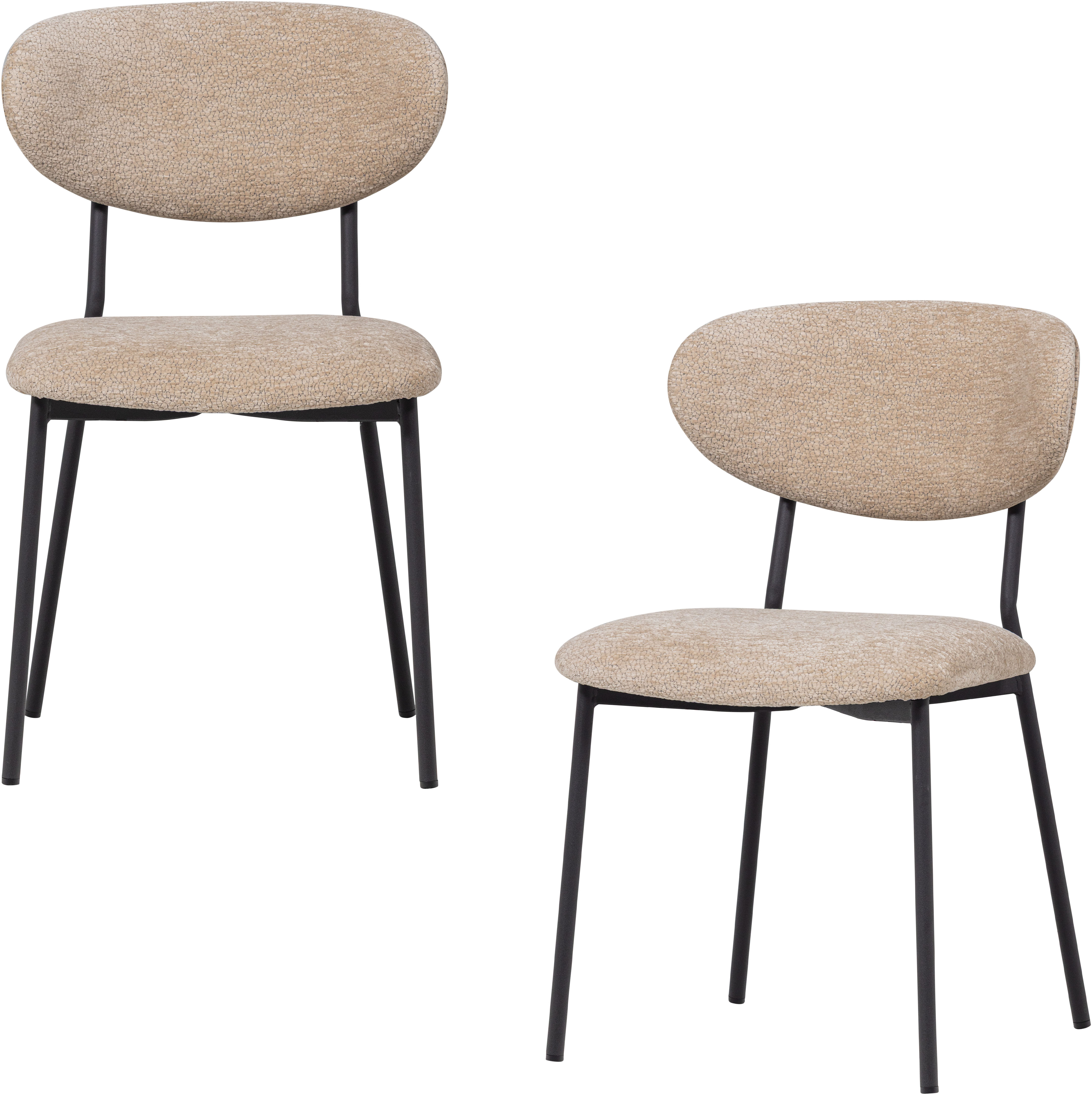 WOOOD Esszimmerstuhl "Kjeld stapelbar mit Bezug und Metallgestell, B 47 x T 53 x H 79 cm" (Set) 2 Stk.(Set, 2 St) Chenille, Tragkraft 120 kg, Geringe Verschleißfestigkeit