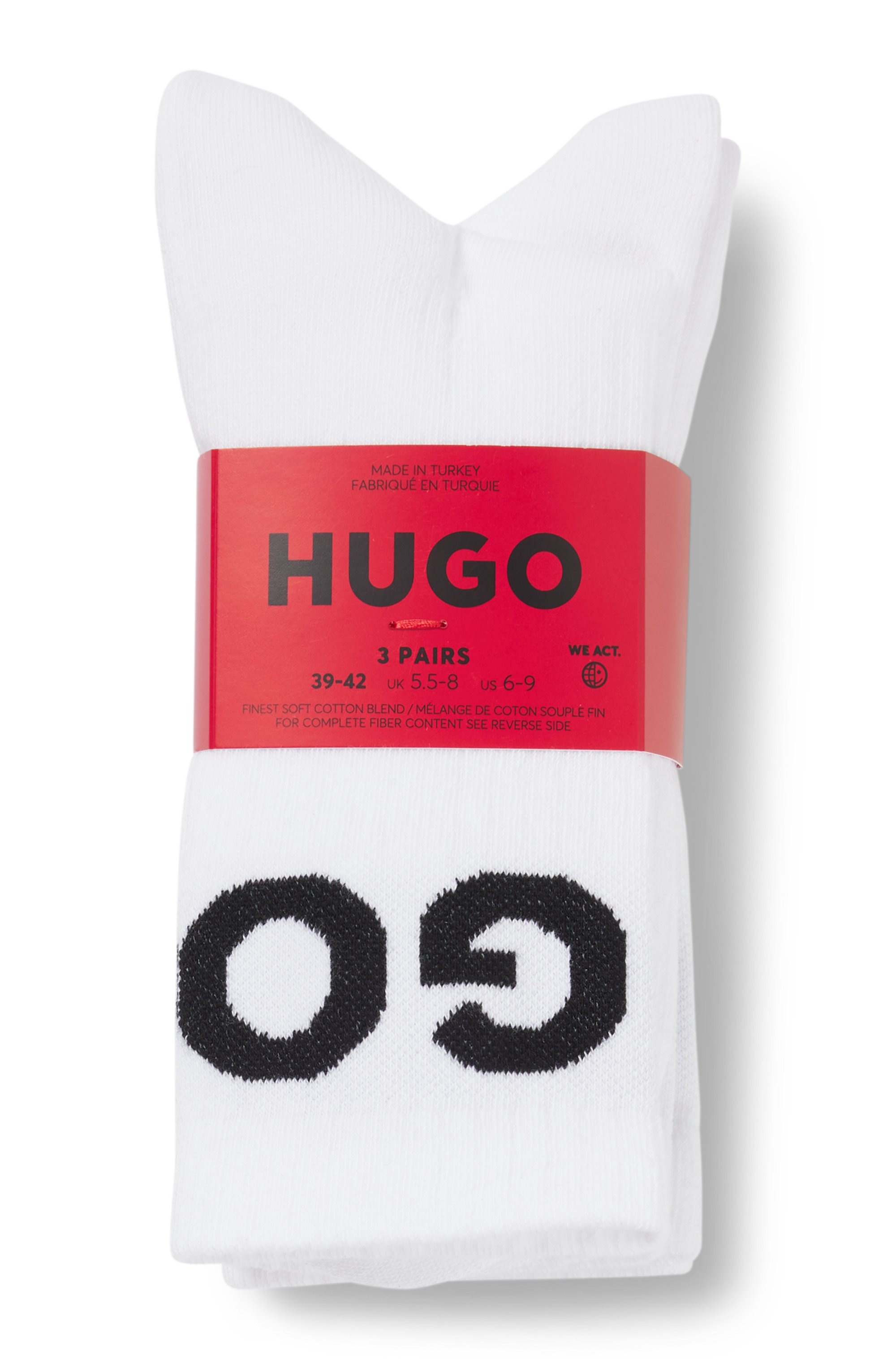 Thumbnail - HUGO Underwear Freizeitsocken "3P QS ICONIC CC 1", (Packung, 3 Paar, 3er), mit HUGO Logostickerei in Kontrastfarbe