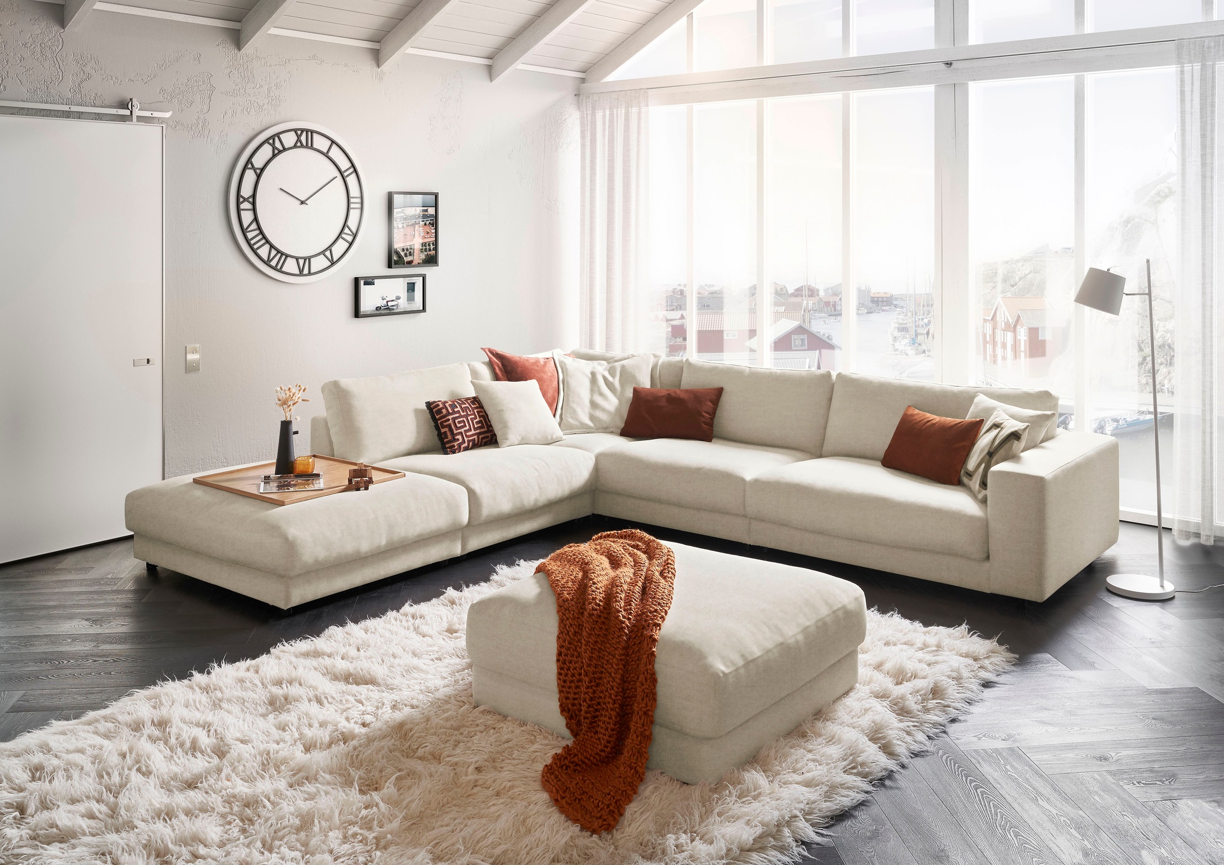 3C Candy Ecksofa »Enisa II, bequem und komfortabel, großes Familiensofa, L-Form«, incl. 3 Flatterkissen, wahlweise mit Flecken-Schutz-Bezug Easy care