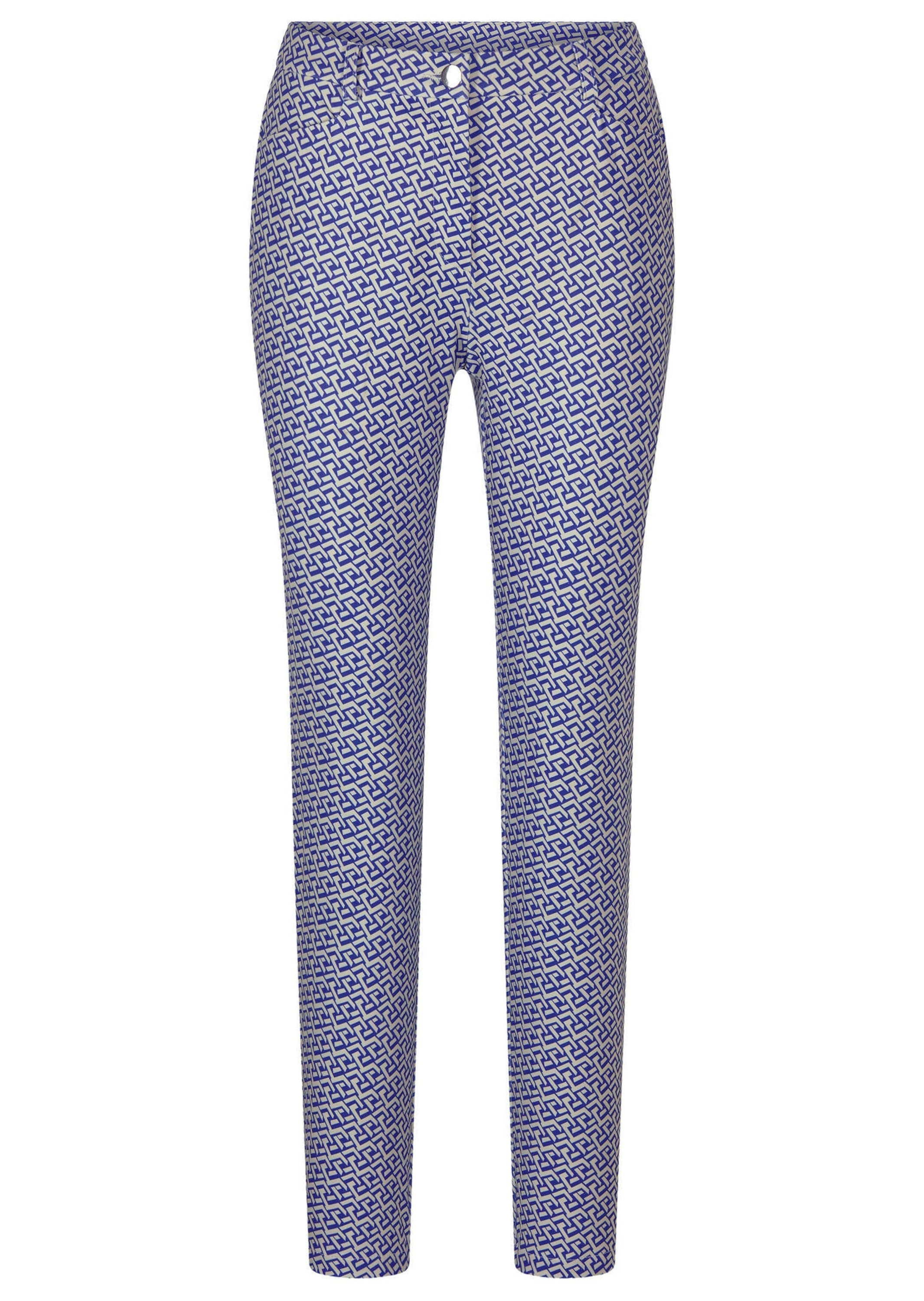 GOLDNER Stoffhose "Kurzgröße Slim Fit Printhose mit hohem Bund" angenehme Jerseyqualiät mit Elasthan