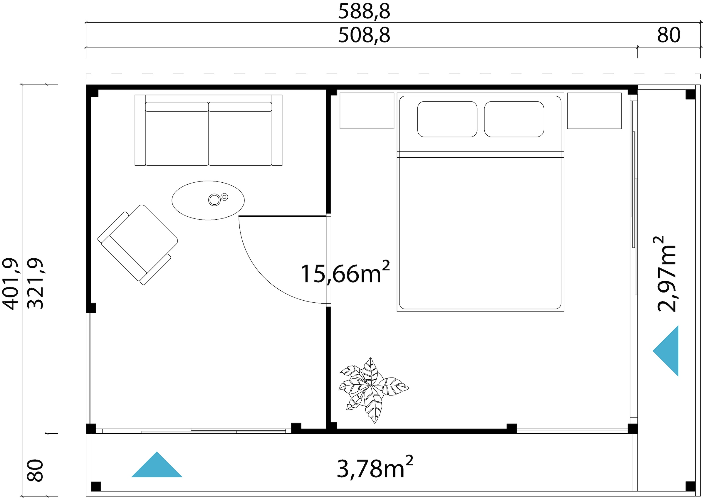 LASITA MAJA Gartenhaus »Domeo 3 Loggia Schwedenrot«, (Set), mit Überdachung, Position der Zwischenwand flexibel