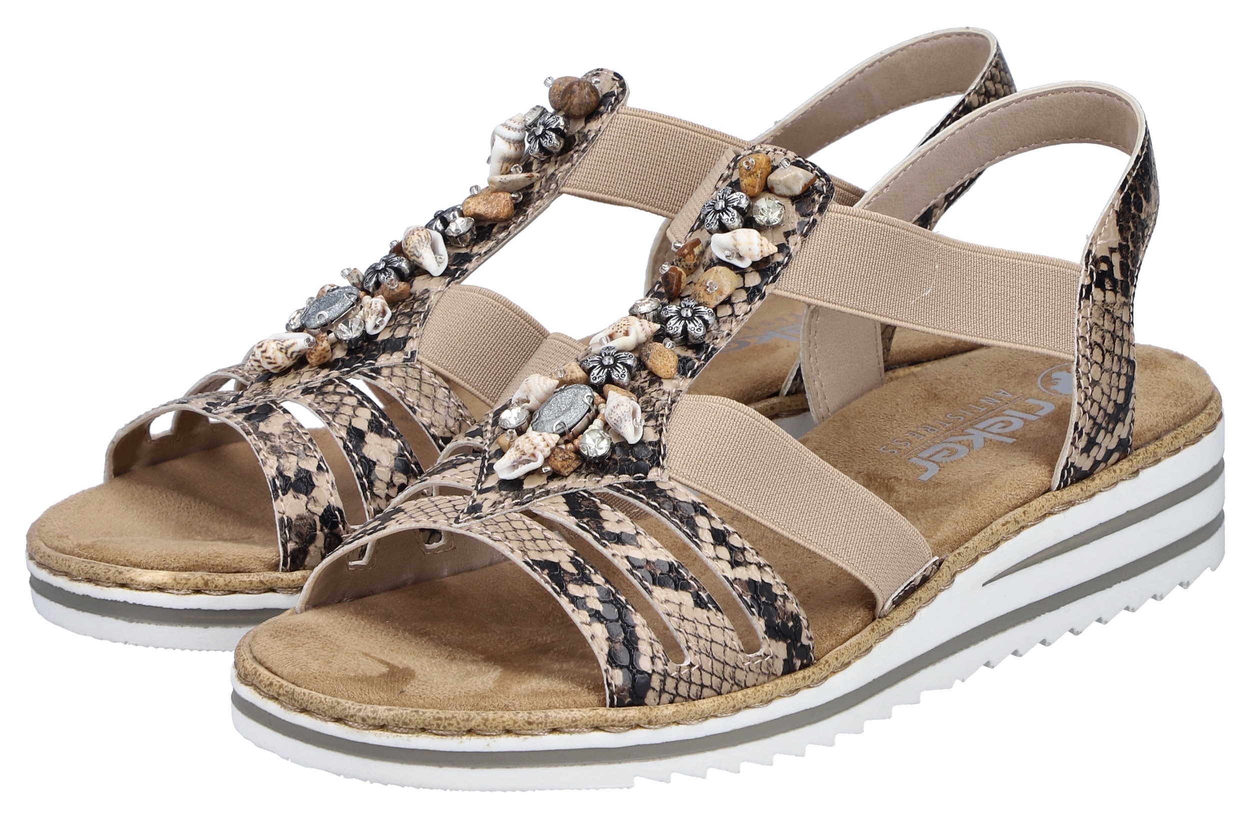 Rieker Sandale Sommerschuh, Sandalette, Keilabsatz, mit sommerlicher Verzierung