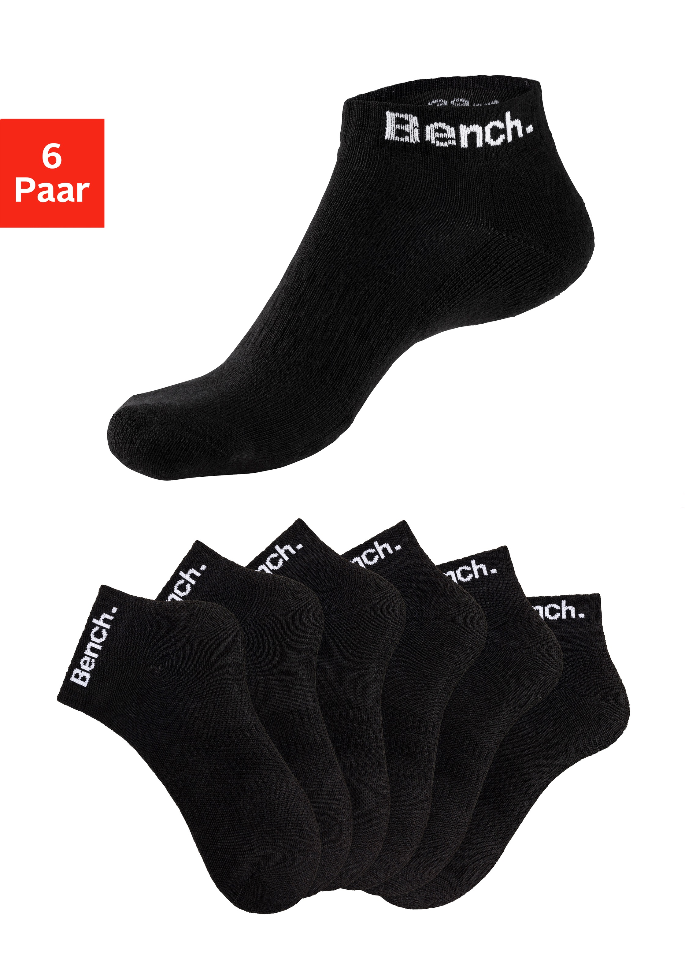 Bench. Sportsocken "Damen Herren Kurzsocken, Halbhohe Socken" Packung, 6 Paar tlg. Tennis Kurzsocken mit Halbfußfrottee