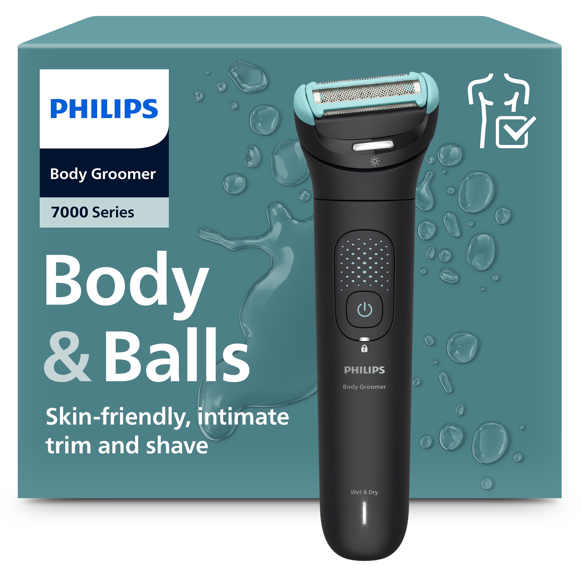 PHILIPS Elektrokörperrasierer "Serie 7000 BG7470/15", schwarz, Elektrorasierer, mit flexiblem 2D-Scherkopf, Präzisionskamm, inkl. Reiseetui