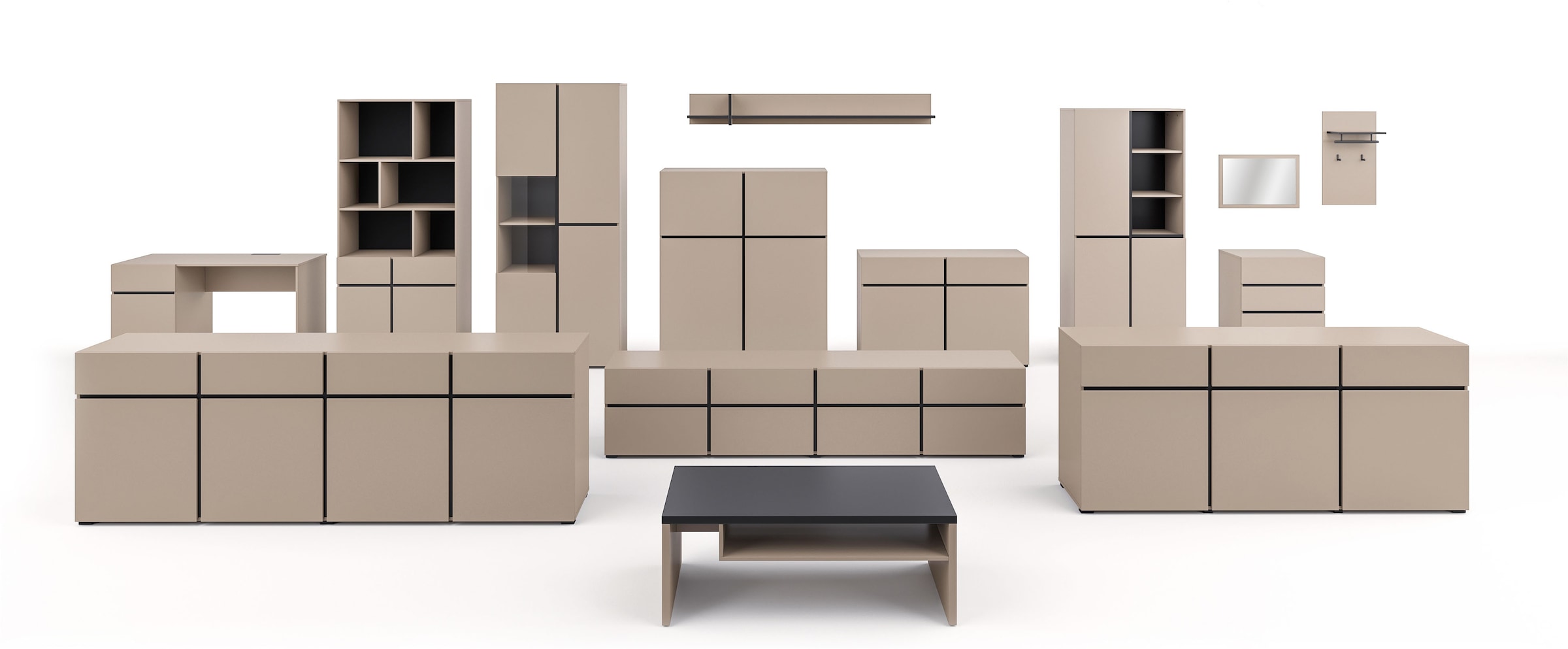 OTTO home Schreibtisch »Cross, Breite 130 cm, praktischer Computertisch« Bürotisch mit 1 Schublade und Tür, Tischplatte mit Kabeldurchführung