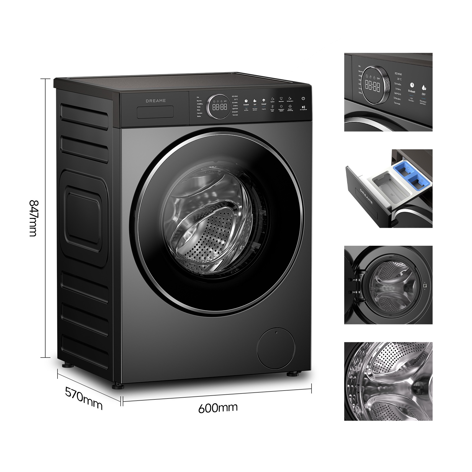 Dreame Waschmaschine »DWF09M70DAEU« 9 kg 1400 U/min Automatikpflege, Hygieneprogramm, Inverter-Motor