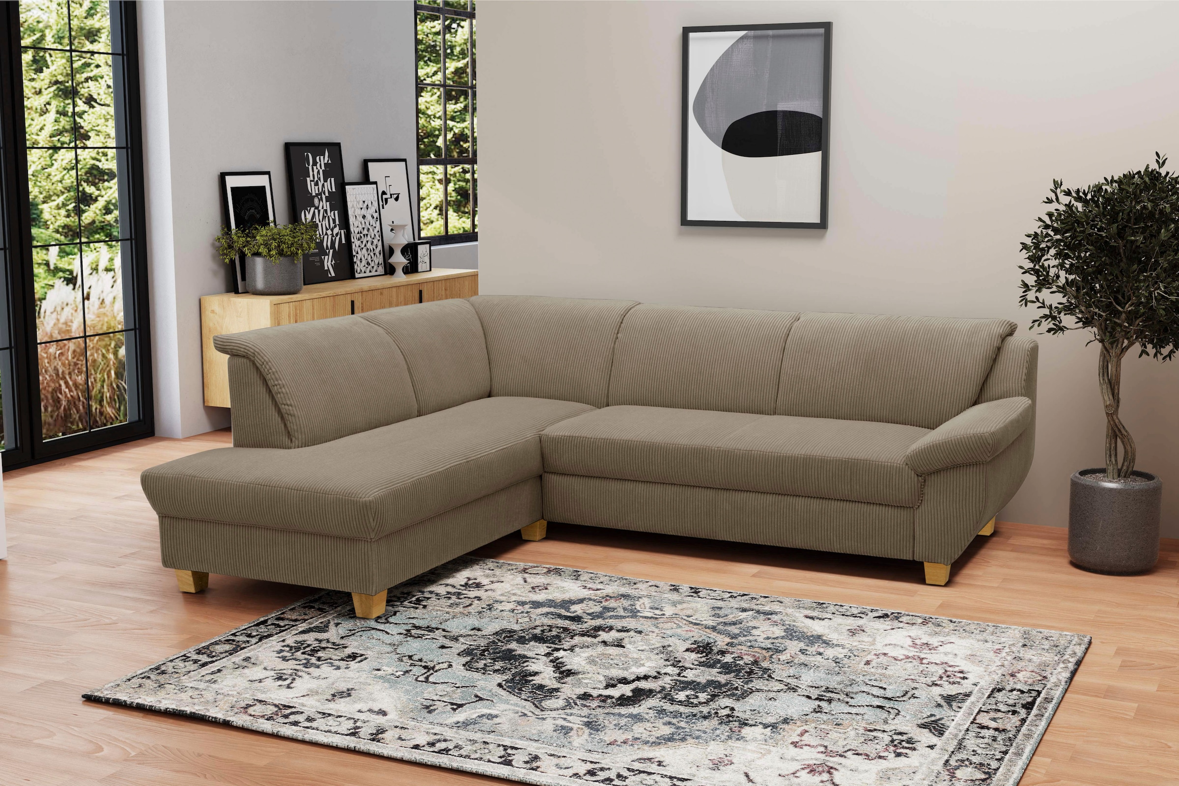 Home affaire Ecksofa »Yesterday Sitzbelastung 140 kg, L-Form«, wahlweise mit Bettfunktion, auch in Cord