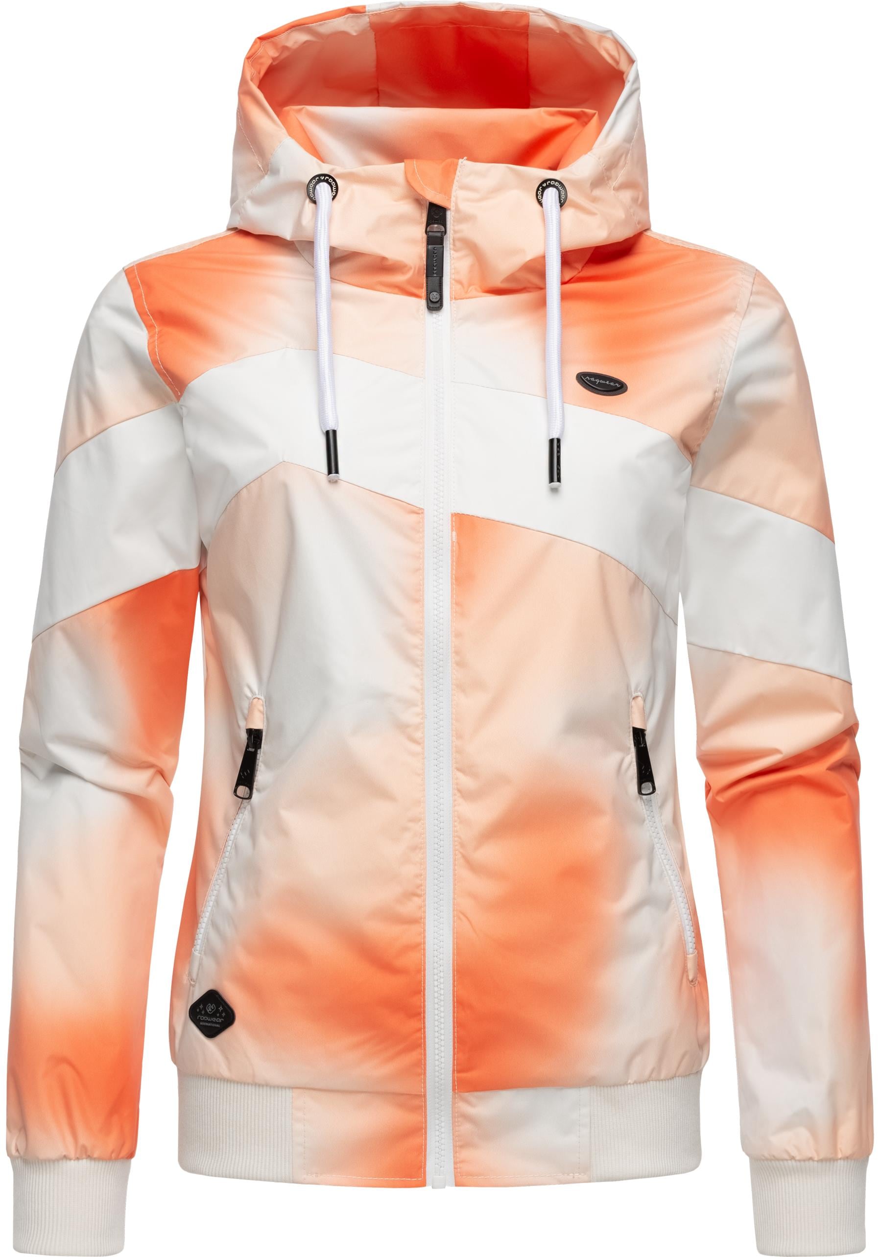 Ragwear Funktionsjacke »Nuggie Block Ombre Intl.«, mit Kapuze, Übergangsjacke mit auffälligem Batik-Muster
