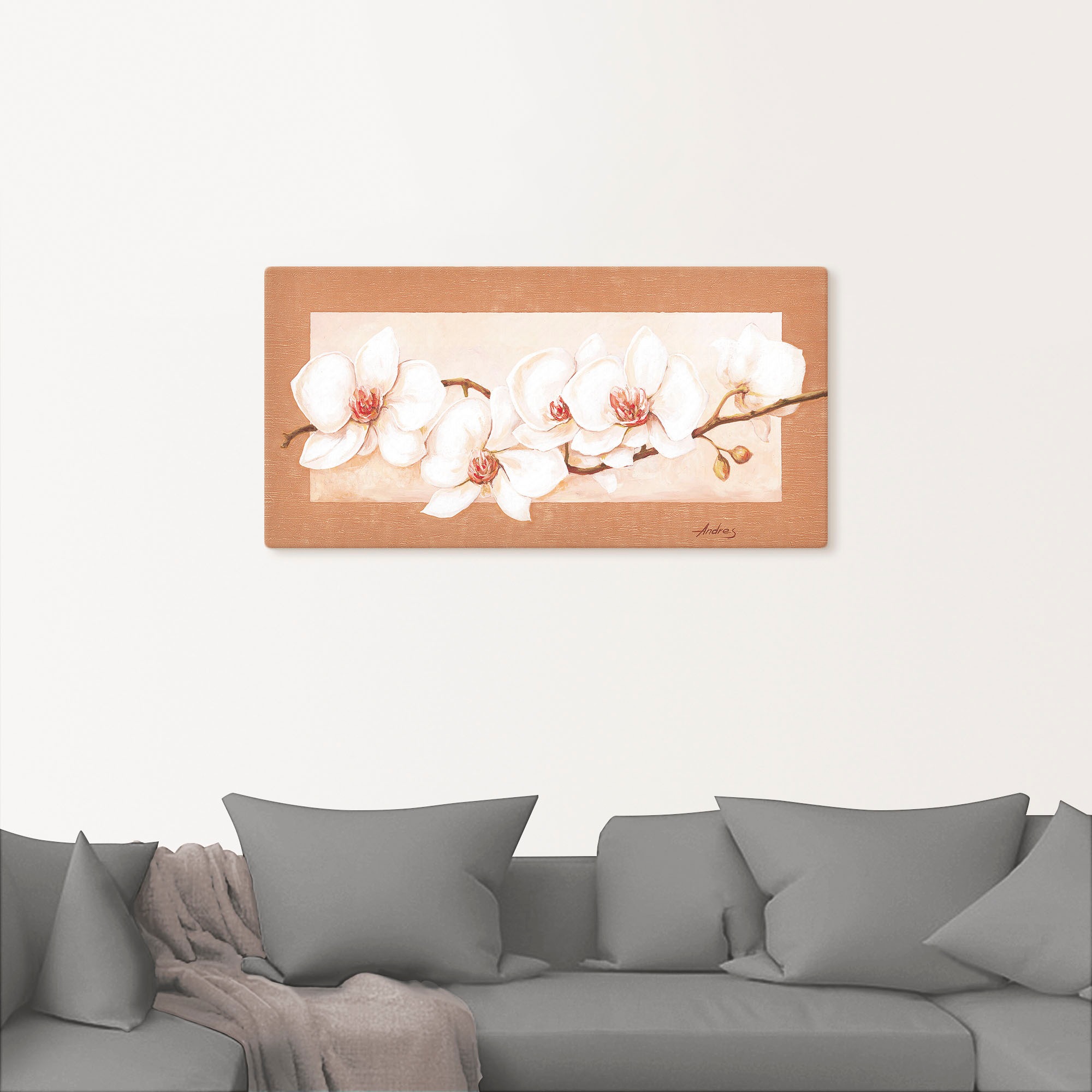 Wandbild ARTLAND "Orchideenzweig", beige (farbe bild(er): naturfarben), B:150cm H:75cm, Bilder, als Alubild, Leinwandbild in verschied. Größen 2