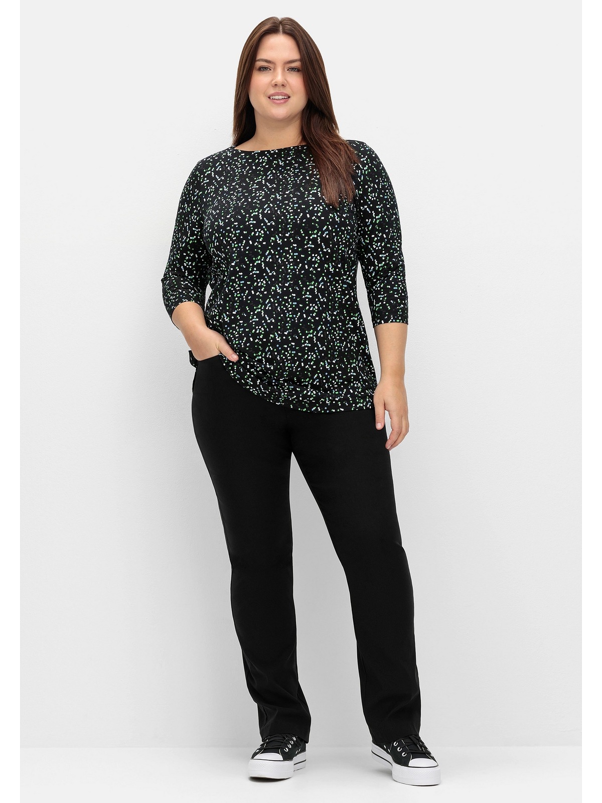 Sheego 3/4-Arm-Shirt »Große Größen«, mit grafischem Minimalprint