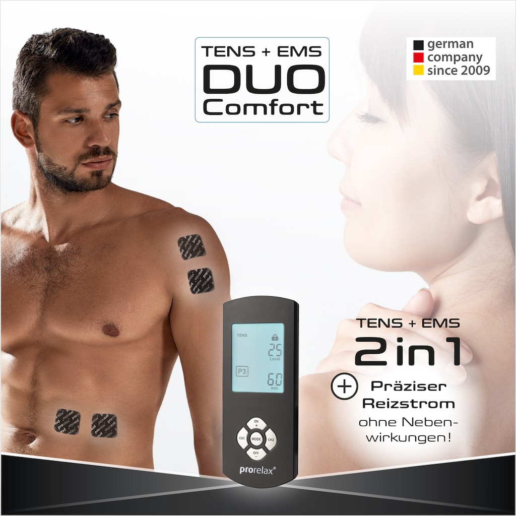 prorelax TENS-EMS-Gerät »DUO Comfort Blackline - 2 Therapien mit einem Gerät«