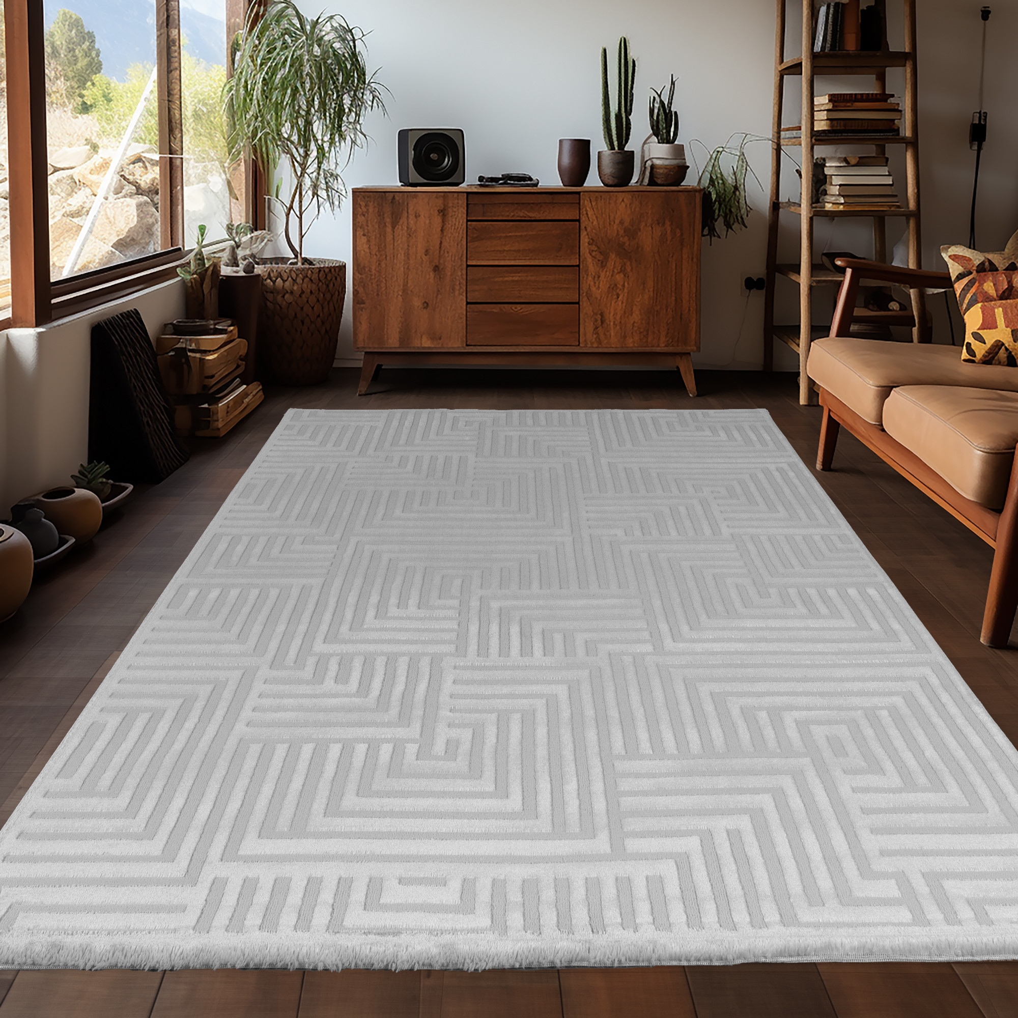 Teppich AYYILDIZ TEPPICHE "SAHARA 1114", silber (silberfarben), B:120cm H:12mm L:170cm, Polypropylen, Teppiche, Teppich, Läufer / Pflegeleicht / Strapazierfähig / Trend Colors/ Wohnzimmer