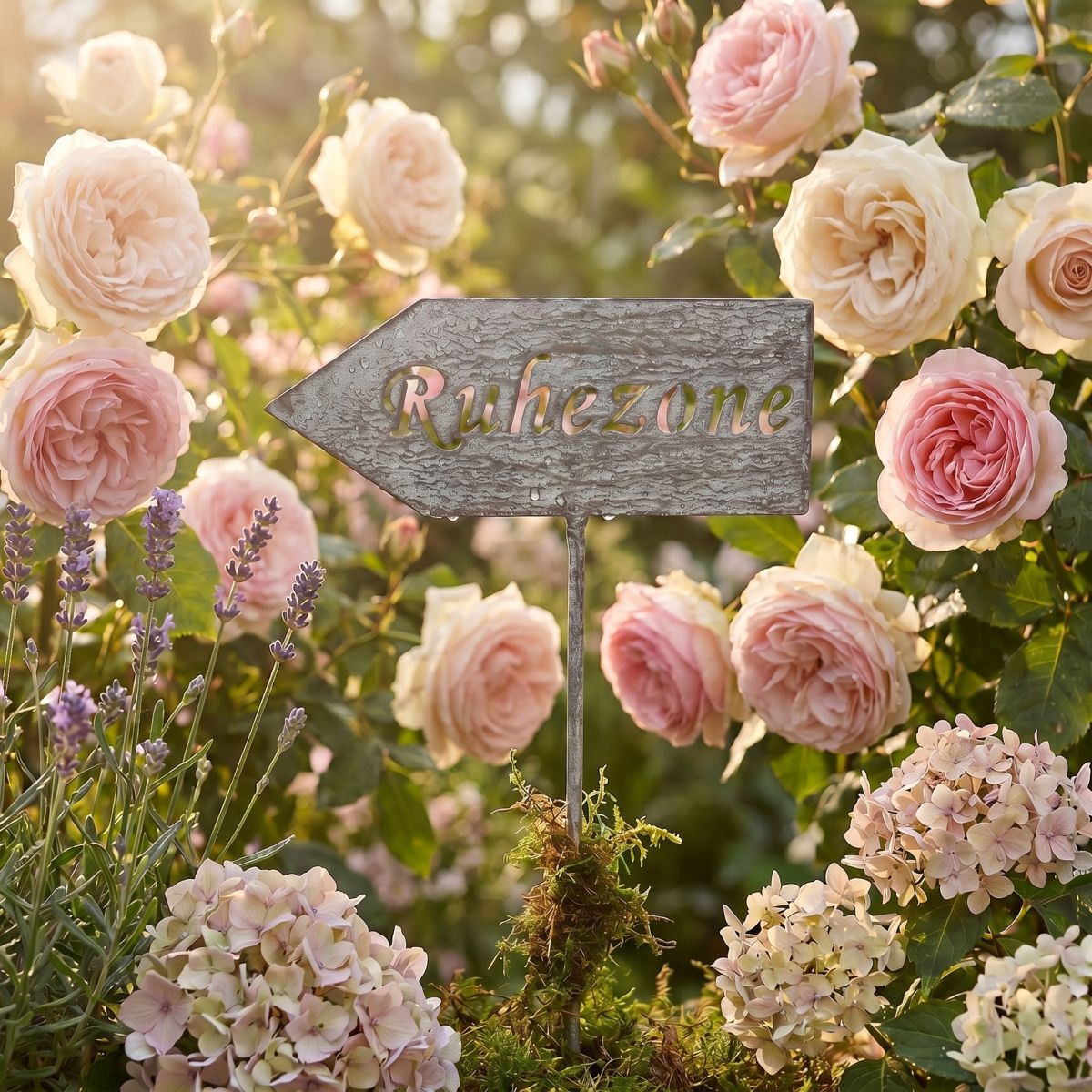 Ambiente Haus Gartenstecker "Ruhezone (H) 122cm" als Pfeil mit Schriftzug Ruhezone für den Außenbereich