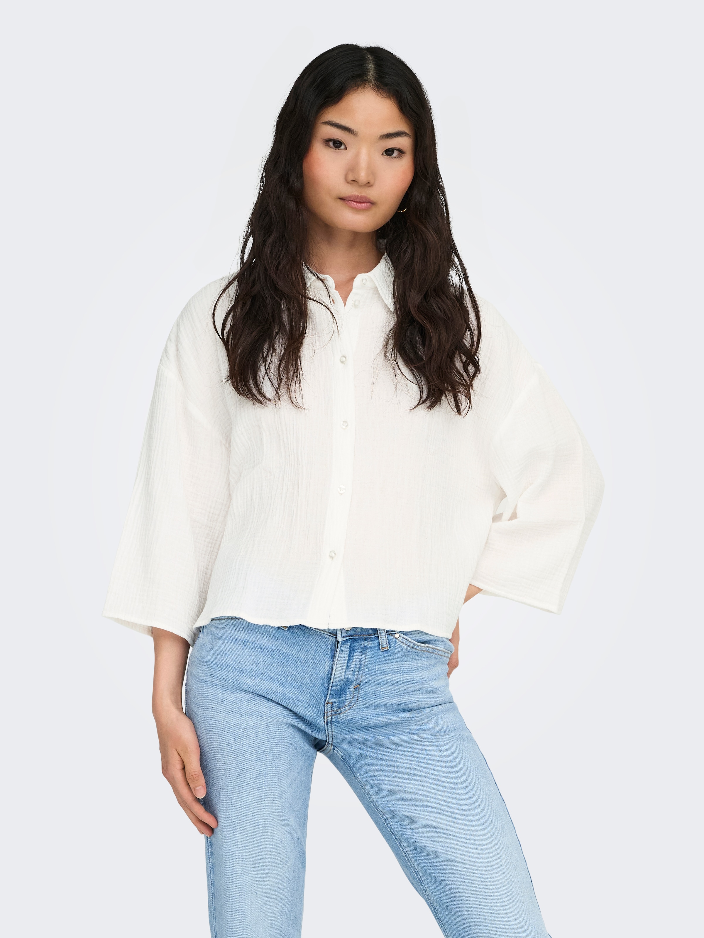JDY Hemdbluse »JDYTHEIS LIFE 3/4 CROP SHIRT WVN NOOS« Baumwolle, regular fit
