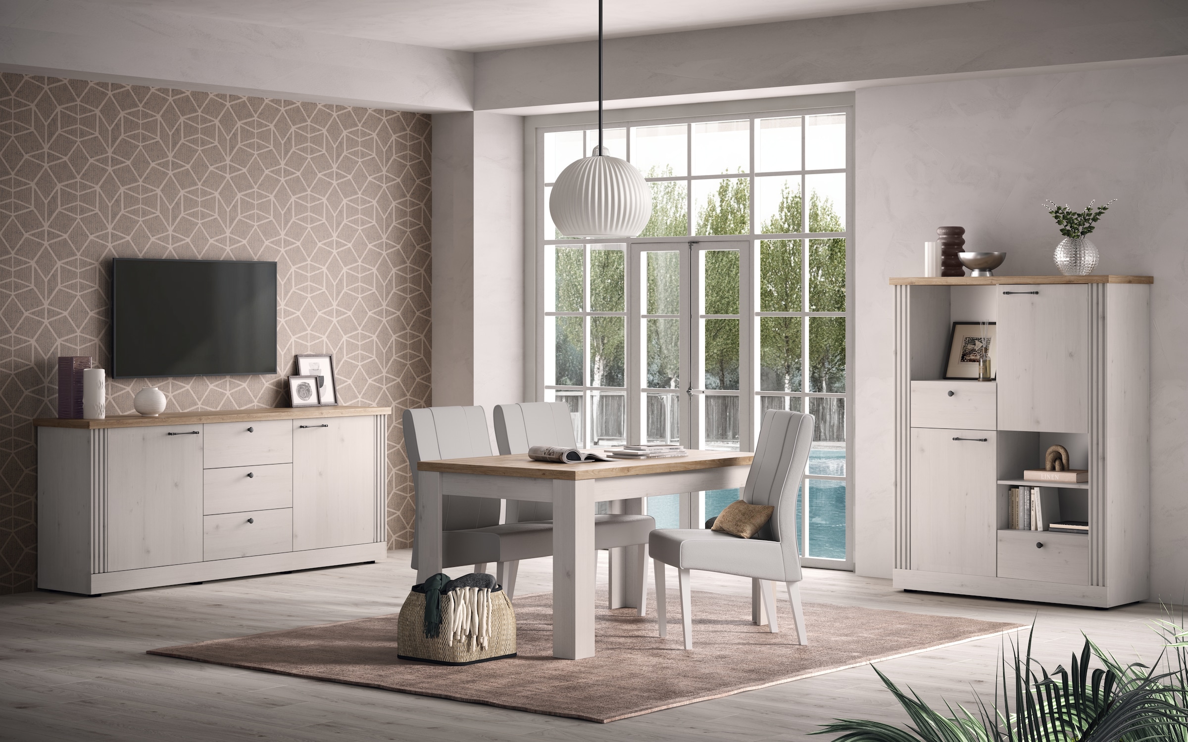 Home affaire Esstisch »Country 137 x 90 cm, Küchentisch, Esszimmertisch,«, zweifarbig, rechteckig, Esstisch ausziehbar, erweiterbar auf 185 cm