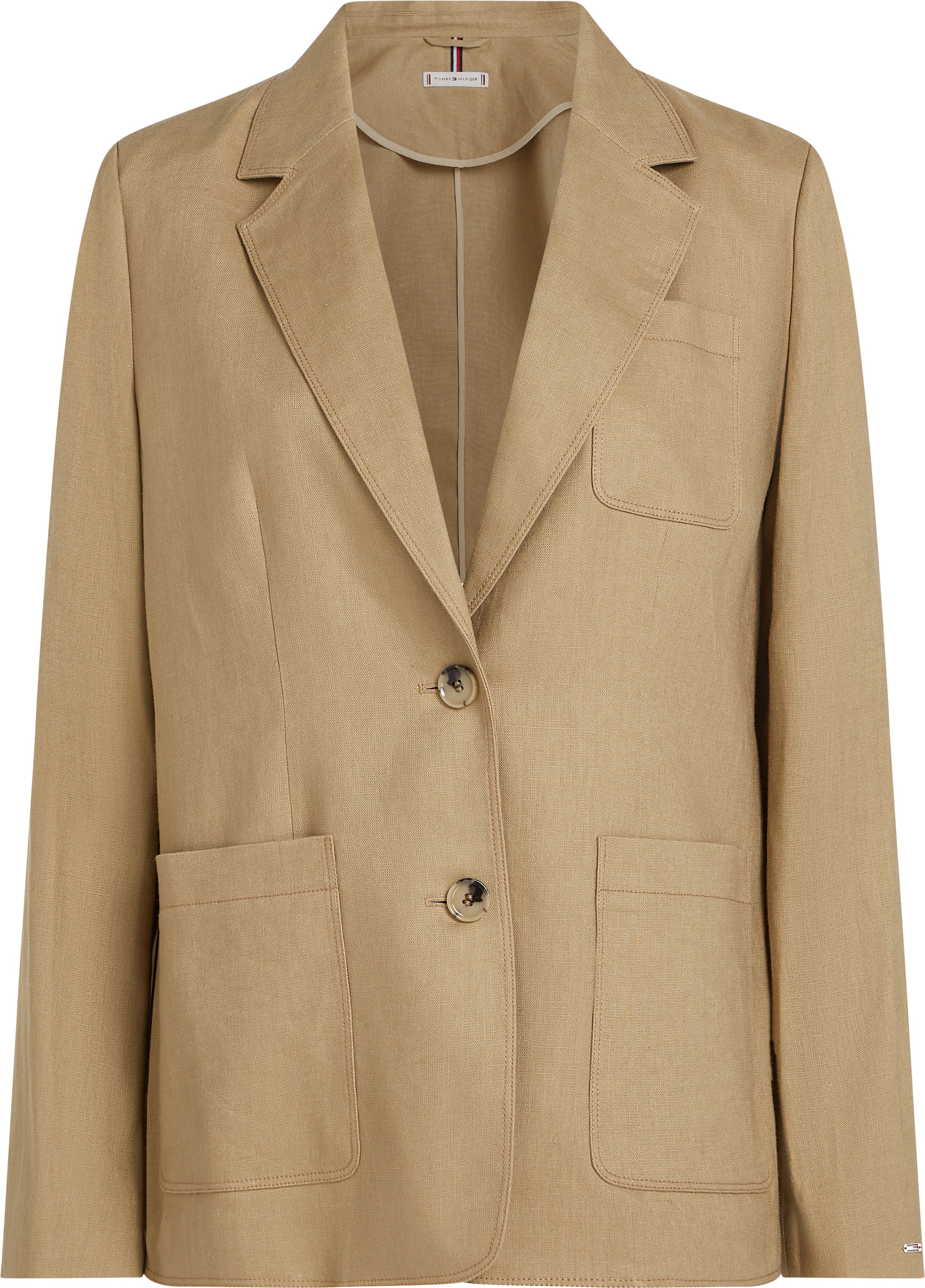 Tommy Hilfiger Kurzblazer »ESS LINEN REGULAR SB BLAZER«, mit Metalllabel,kühlendes Premium Leinen