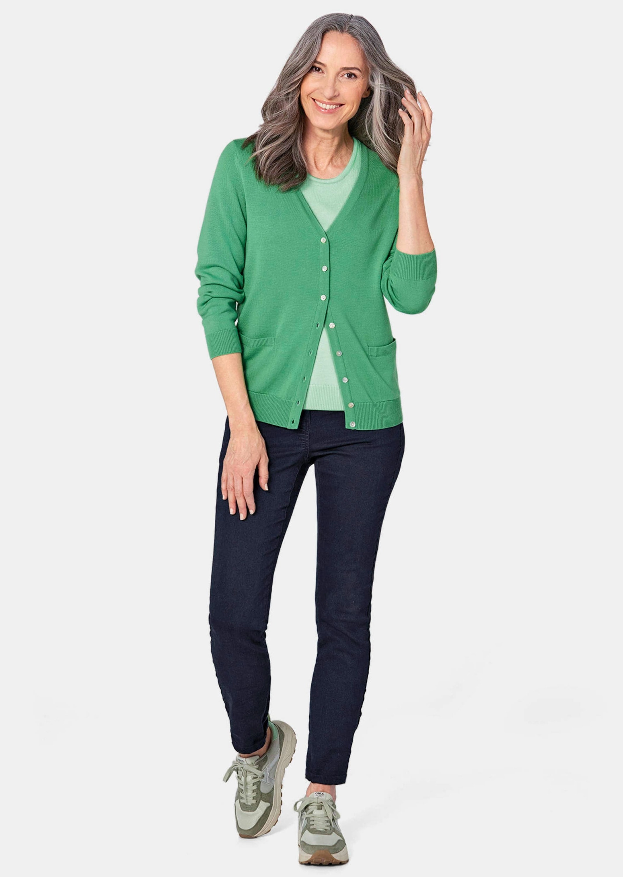 GOLDNER Strickjacke »Uni Merino-Cardigan Langarm«