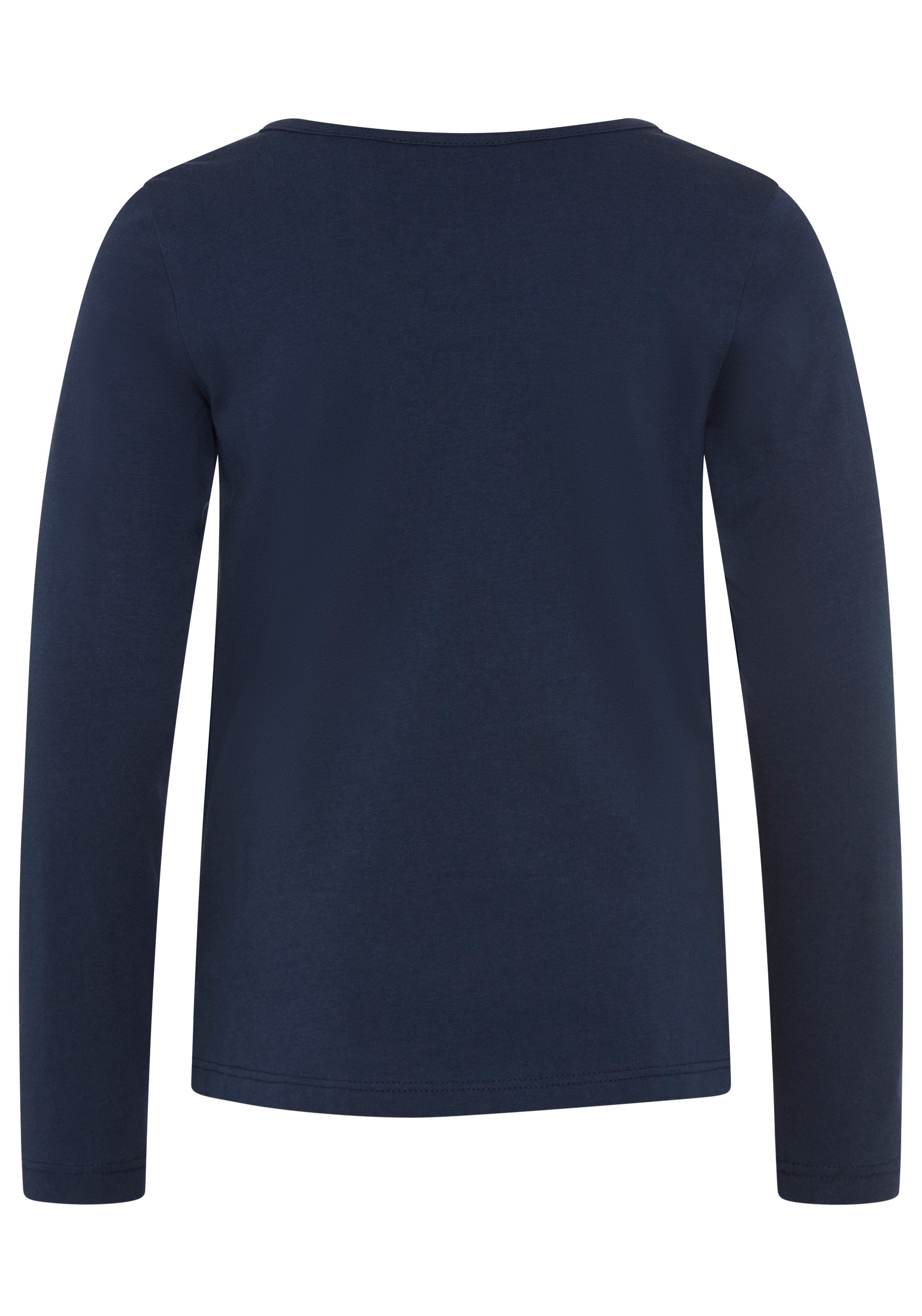 H.I.S Langarmshirt »Shirt mit kleiner Deko-Schleife« hüftlange Basic-Passform, Langarm, modischer Stil