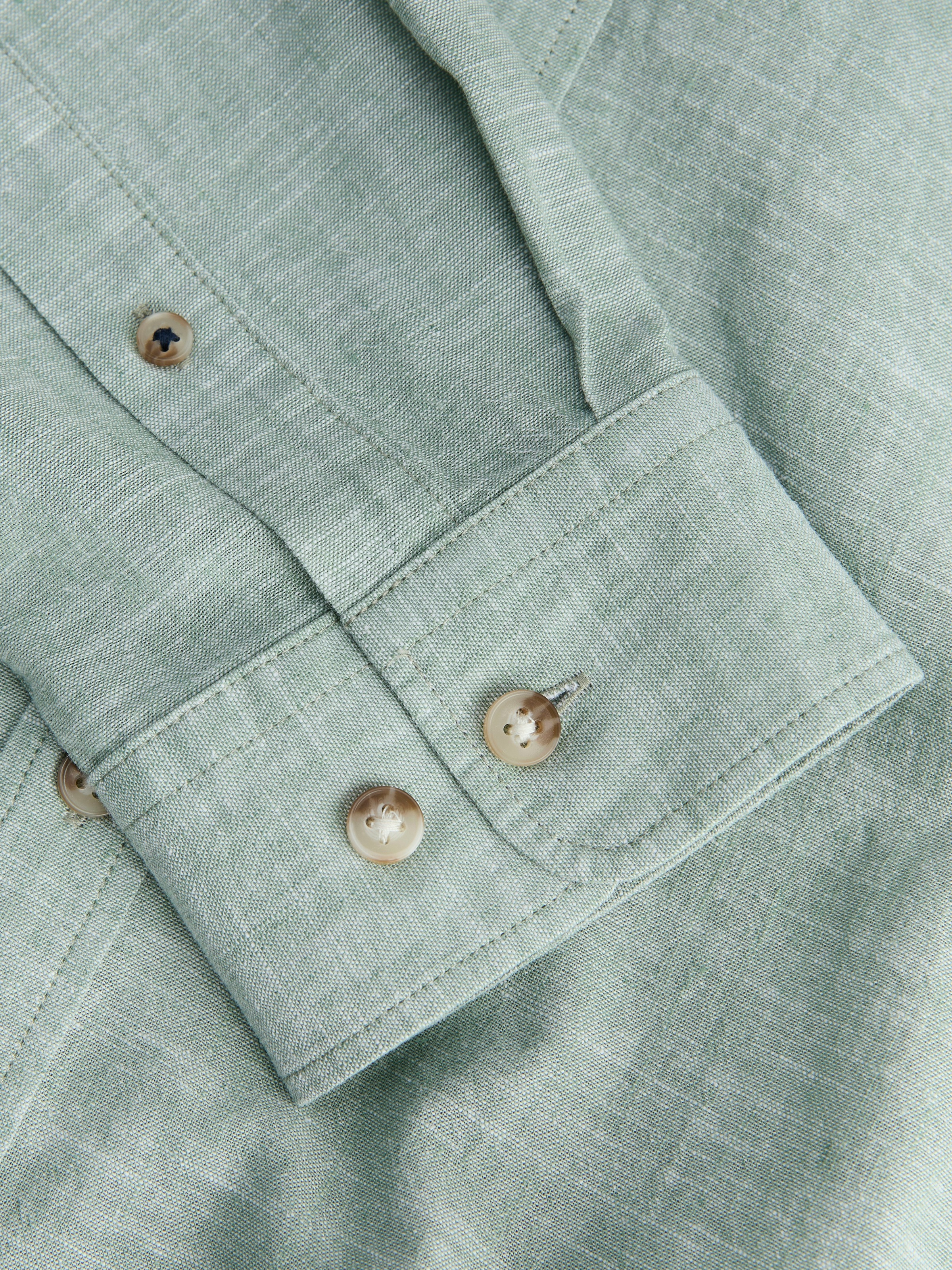 Jack & Jones Chemise à Manches Longues Esummer Linen Blend Granite Green S Homme 3
