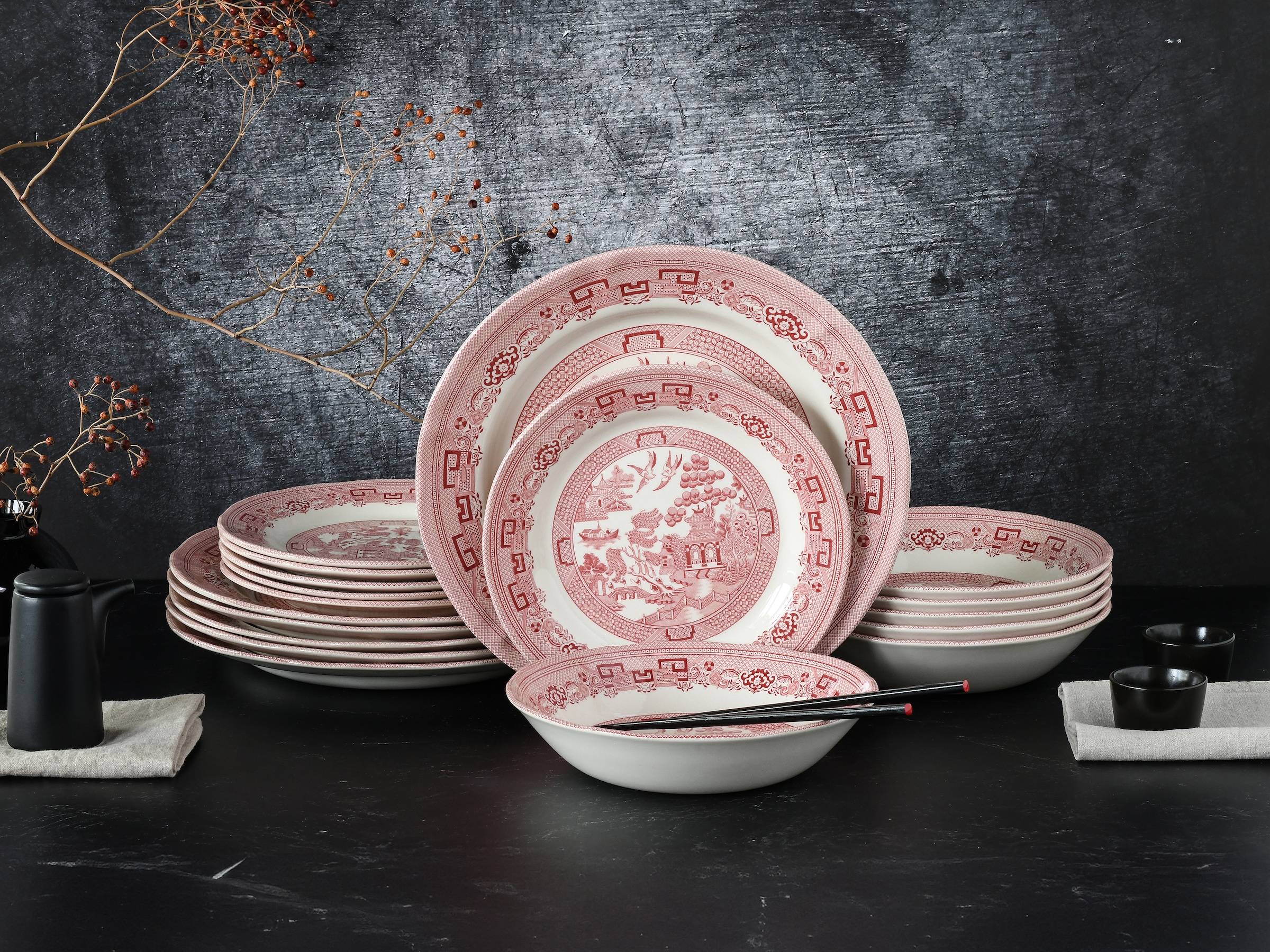 CreaTable Teller-Set »China Town, Teller Set 18-tlg«, (Set, 18 tlg.), Fernöstliche Kultur