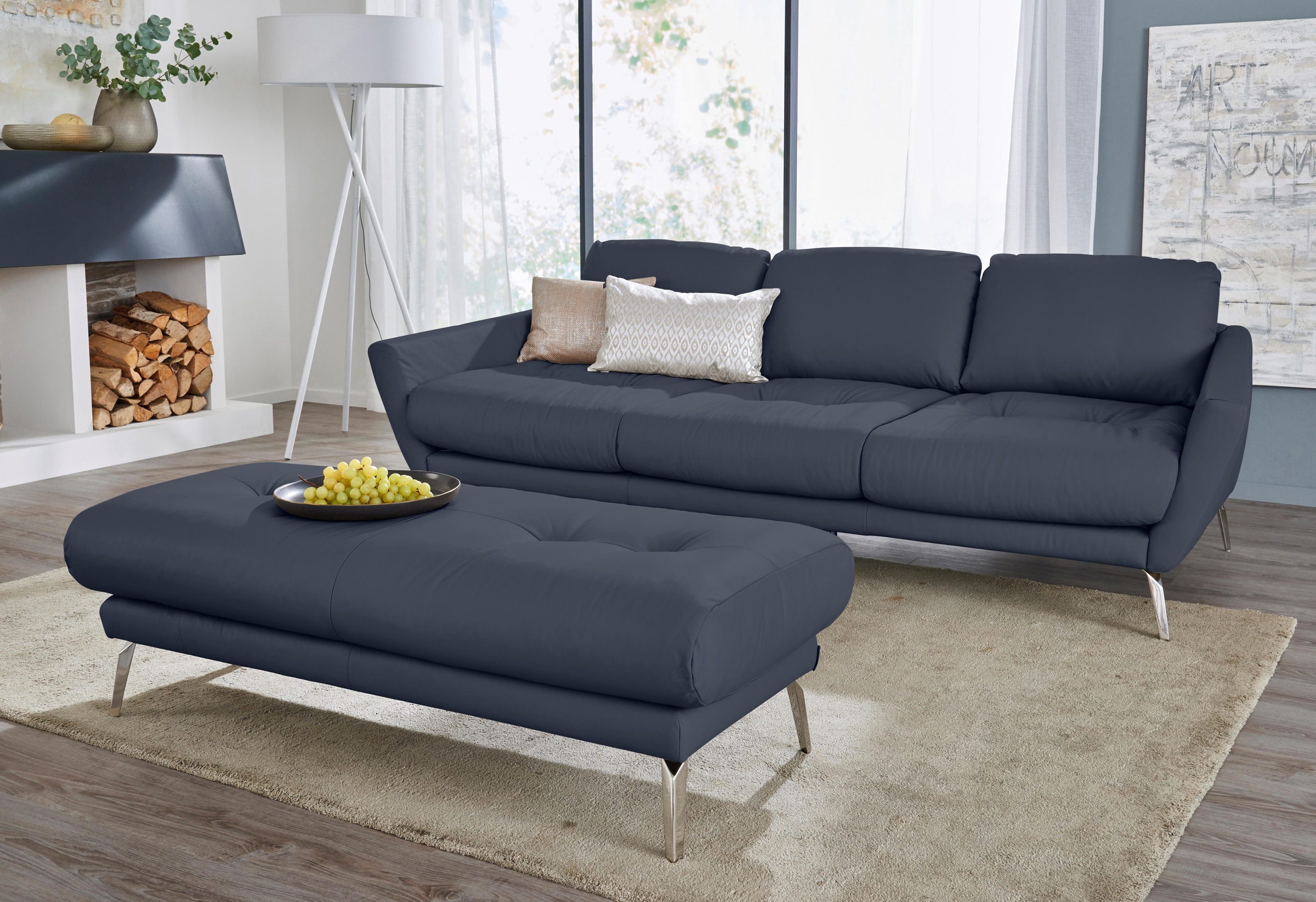 W.SCHILLIG Big-Sofa »softy«, mit dekorativer Heftung im Sitz, Füße Chrom glänzend