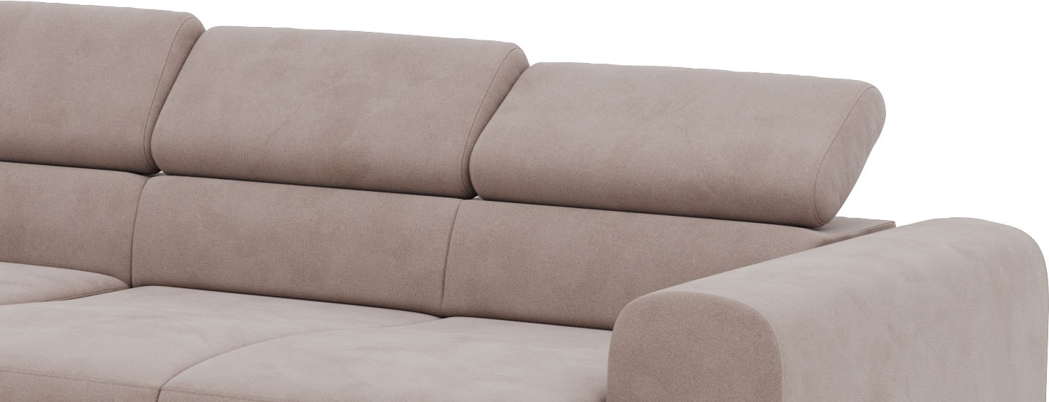 Places of Style Ecksofa »Carlo L-Form«, mit Kopfteilverstellung & Holz-Rahmenoptik, wahlweise Relaxfunktion