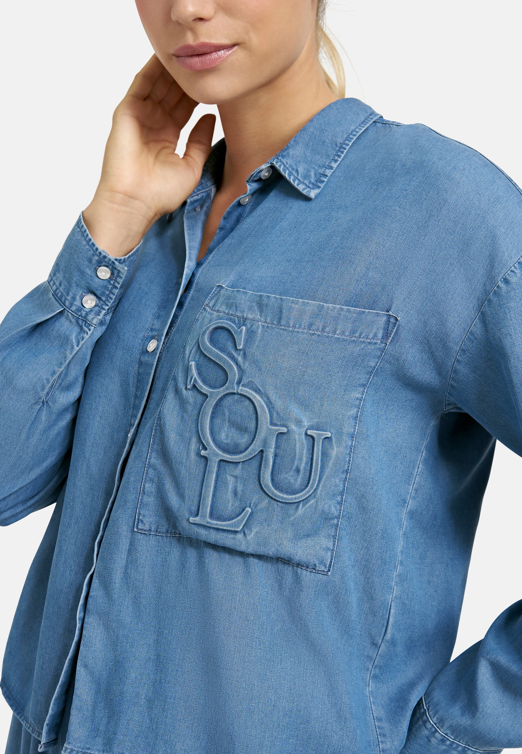 Smith & Soul Langarmbluse mit Kellerfalte am Rücken