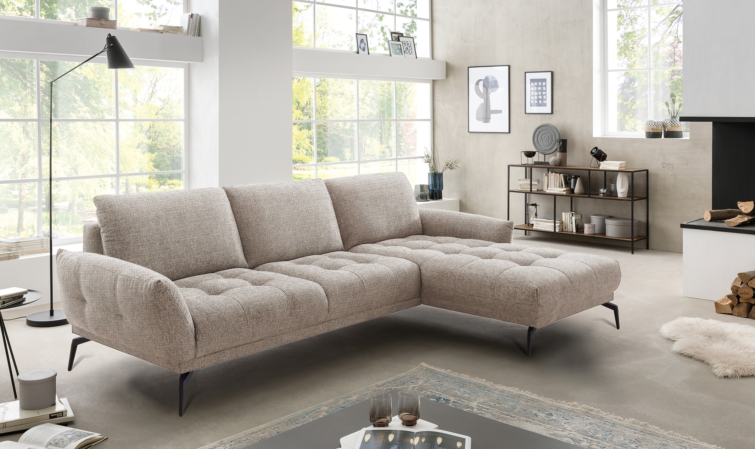 exxpo - sofa fashion Ecksofa »NICEA erstklassiger Sitzkomfort, OTTOs Choice, L-Form, bodenfrei«, In hochwertiger Verarbeitung und ergonomische Sitzposition