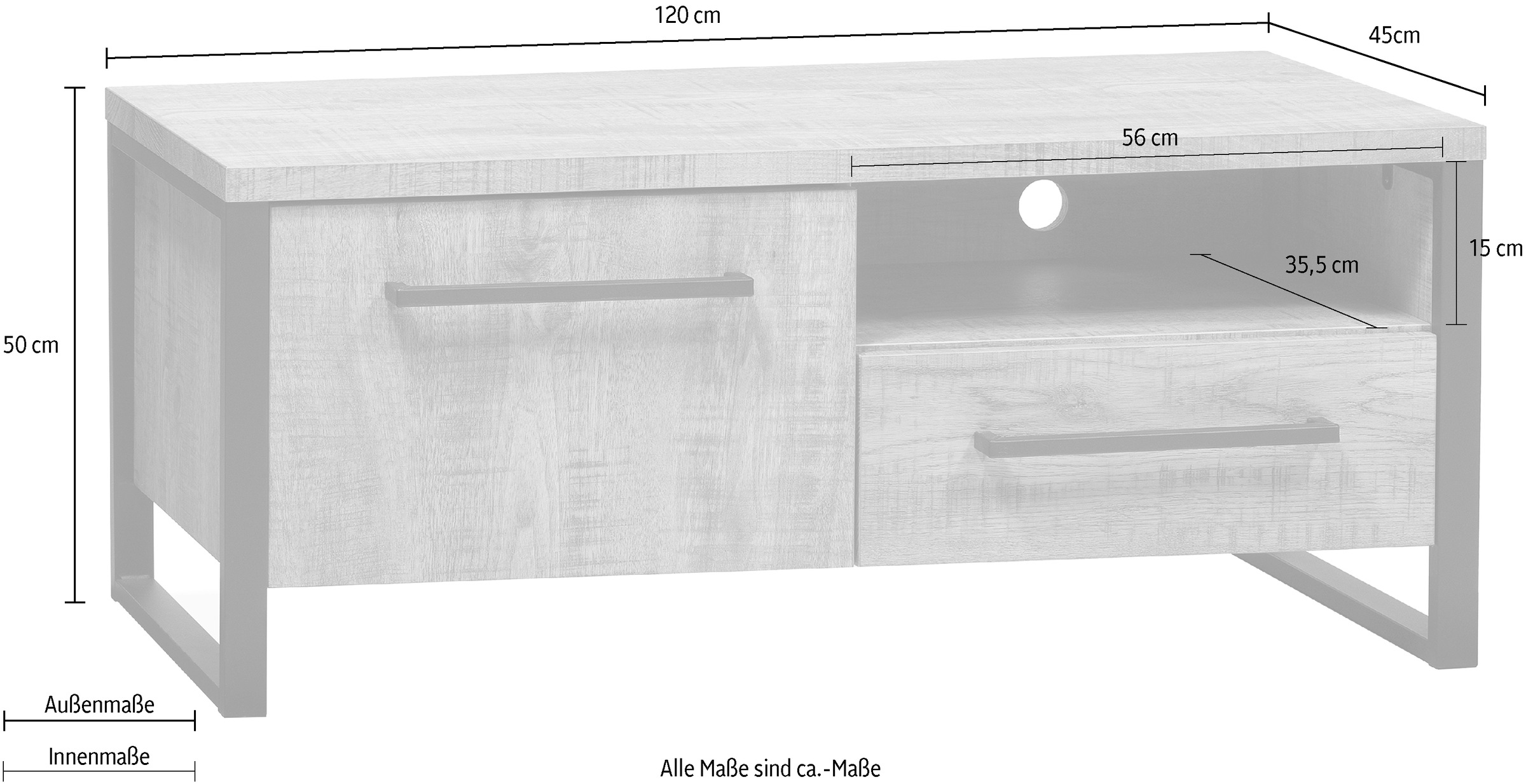 OMG Design TV-Schrank »Carriba Lowboard«, mit Soft-Close, Breite 120 cm