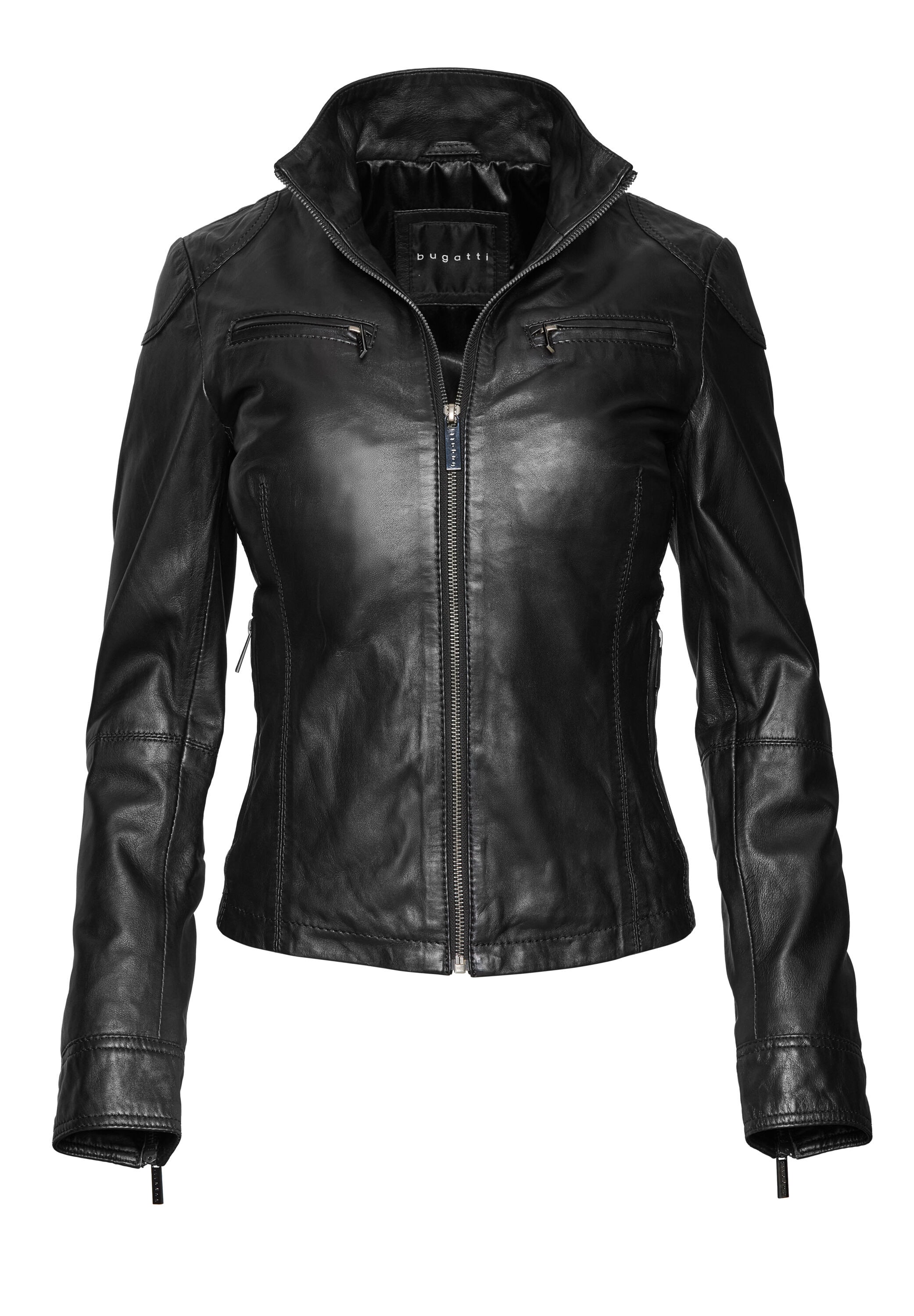 bugatti Lederjacke "bugatti Lederjacke" ohne Kapuze Taillierter Schnitt