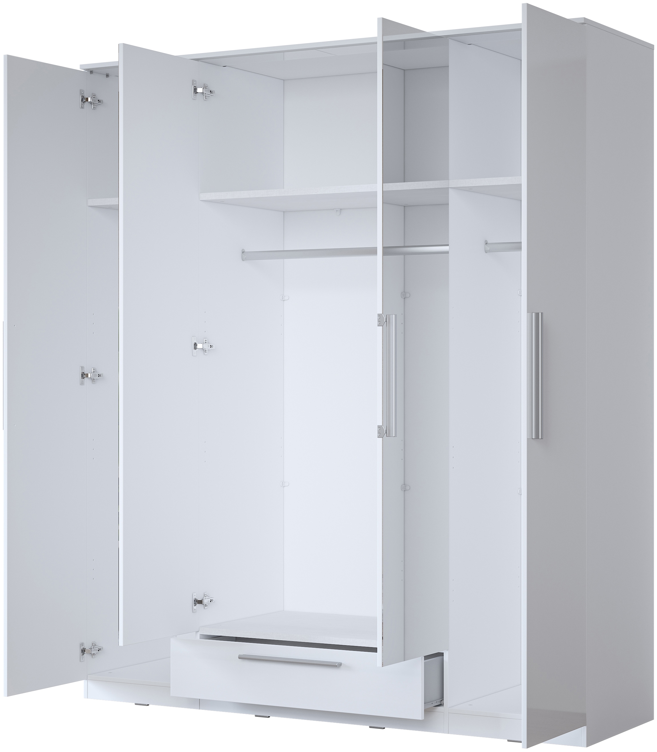 INOSIGN Kleiderschrank »India, FSC-zertifizierter Holzwerkstoff, Made in Europe«, (in Schieferoptik oder weiß mit Hochglanzfront), mit Beleuchtung und Fernbedienung, 181 oder 225x215x60cm