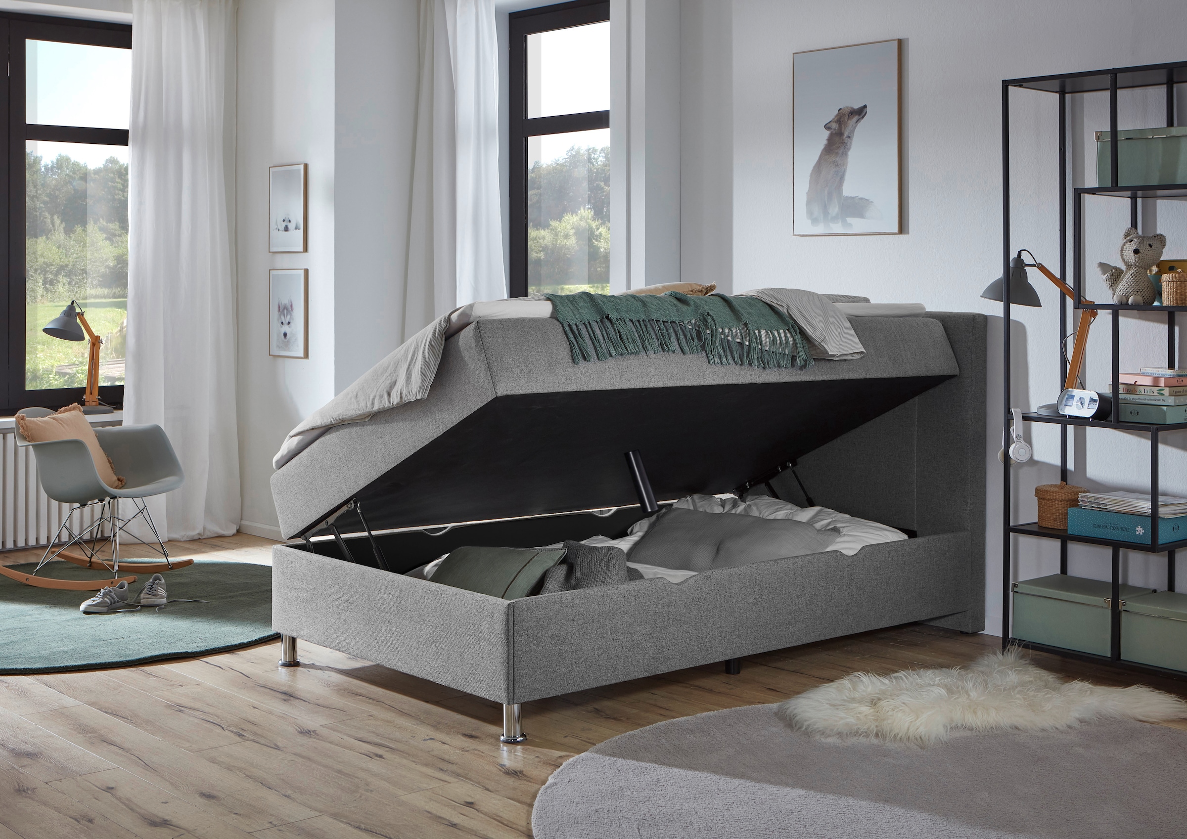 Home affaire Boxbett »Escalon mit Bettkasten, inkl. Topper« erhältlich in den Breiten 120x200cm und 180x200cm