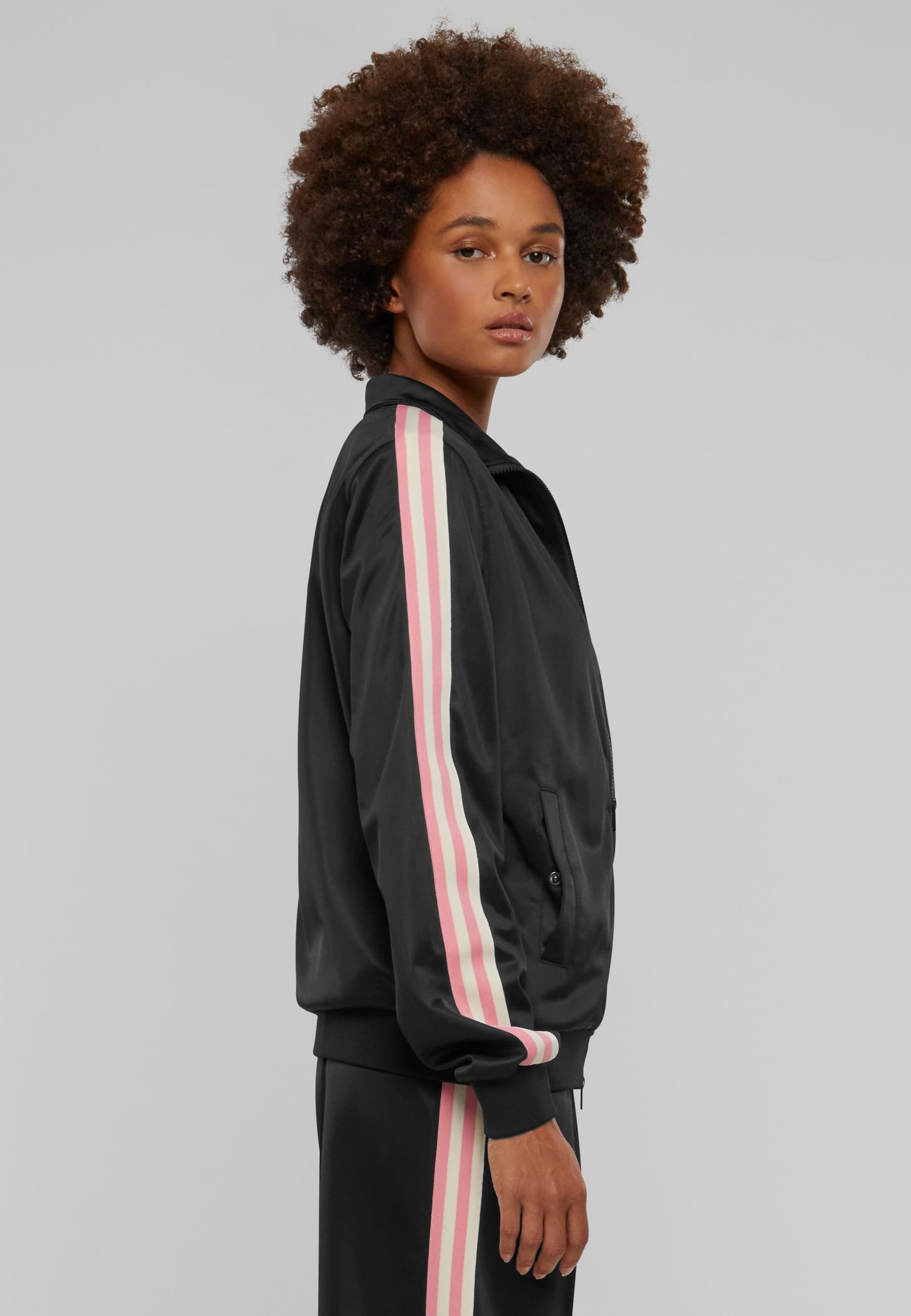 URBAN CLASSICS Trainingsjacke »Urban Classics Damen Ladies Retro Track Jacket«, (1 St.), ohne Kapuze