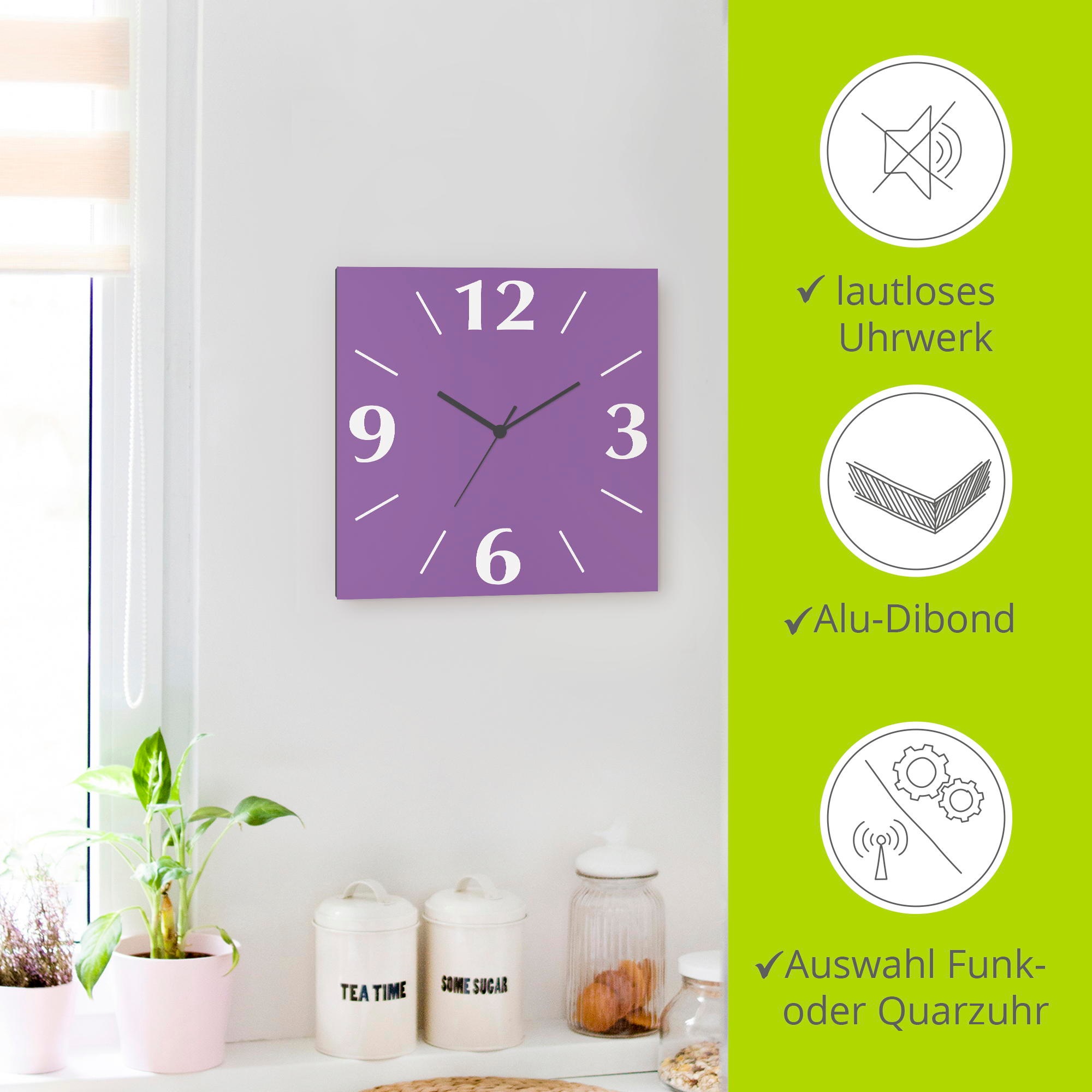 ARTLAND Uni Trendfarben Wall Clock Purple 30cm 6