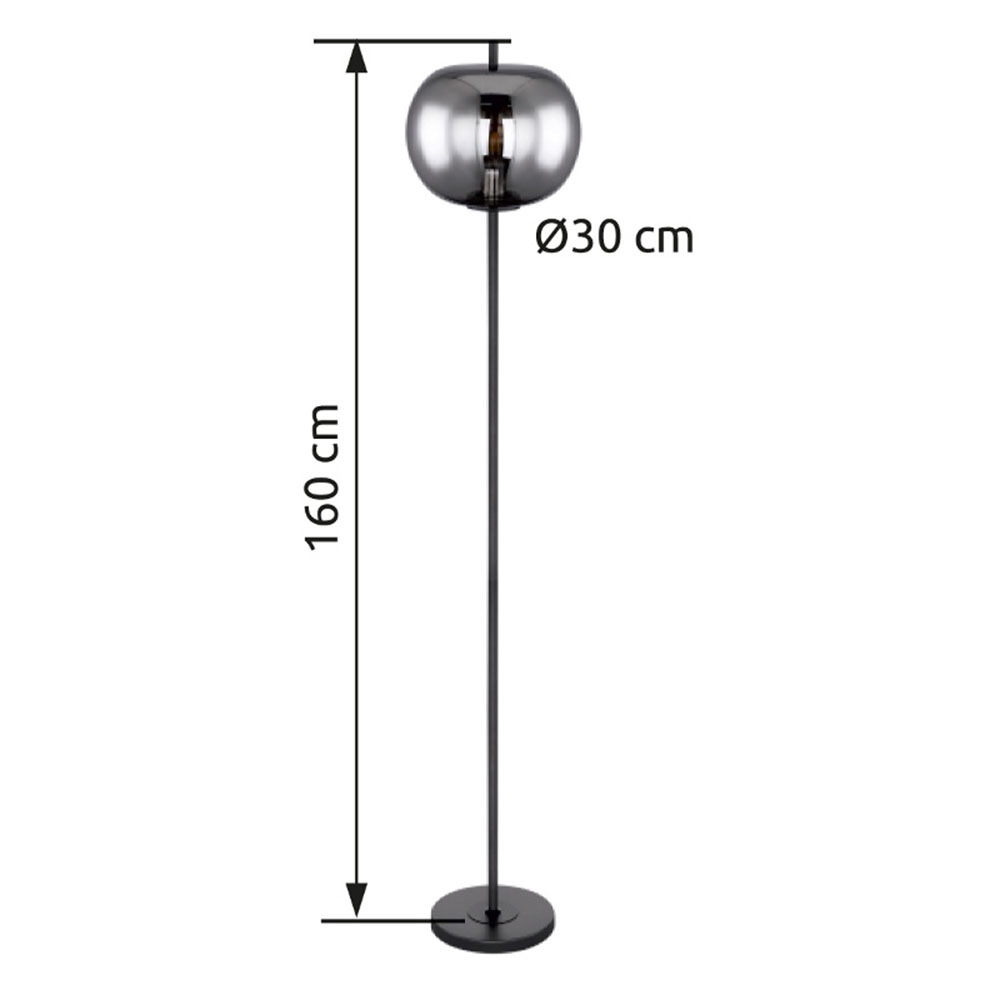 GLOBO LIGHTING Stehlampe »BLACKY« E27 1 Stk. Stehleuchte Schwarz, Glas, Fußtritt, E27
