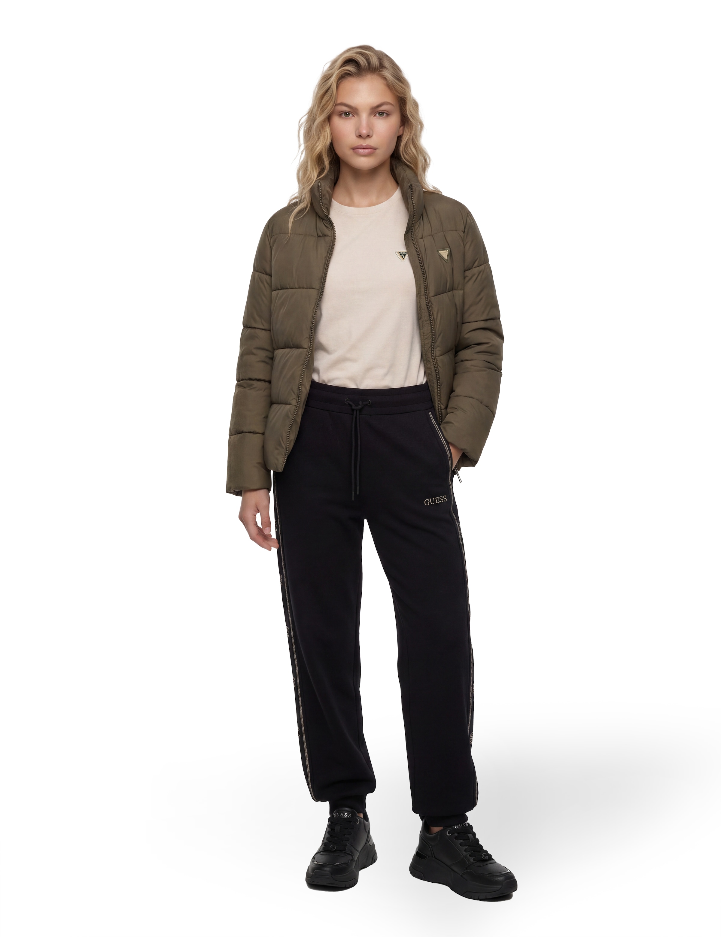 Guess Jogginghose »OCTAVIA JOGGER«  mit Strass-Steinen, Logo-Tape