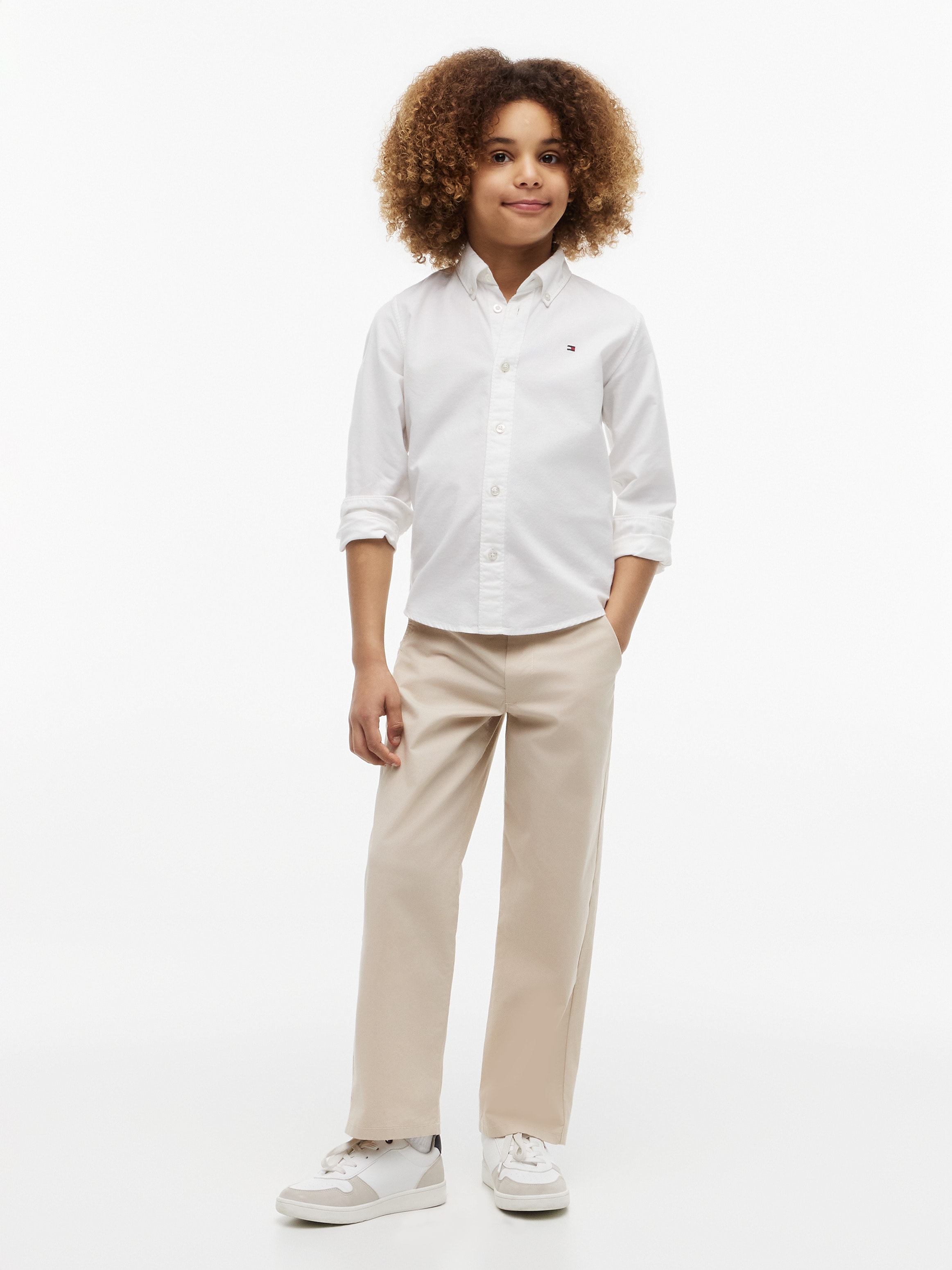 Tommy Hilfiger Langarmhemd »FLAG OXFORD SHIRT« Kinder bis 16 Jahre mit Button-Down-Kragen