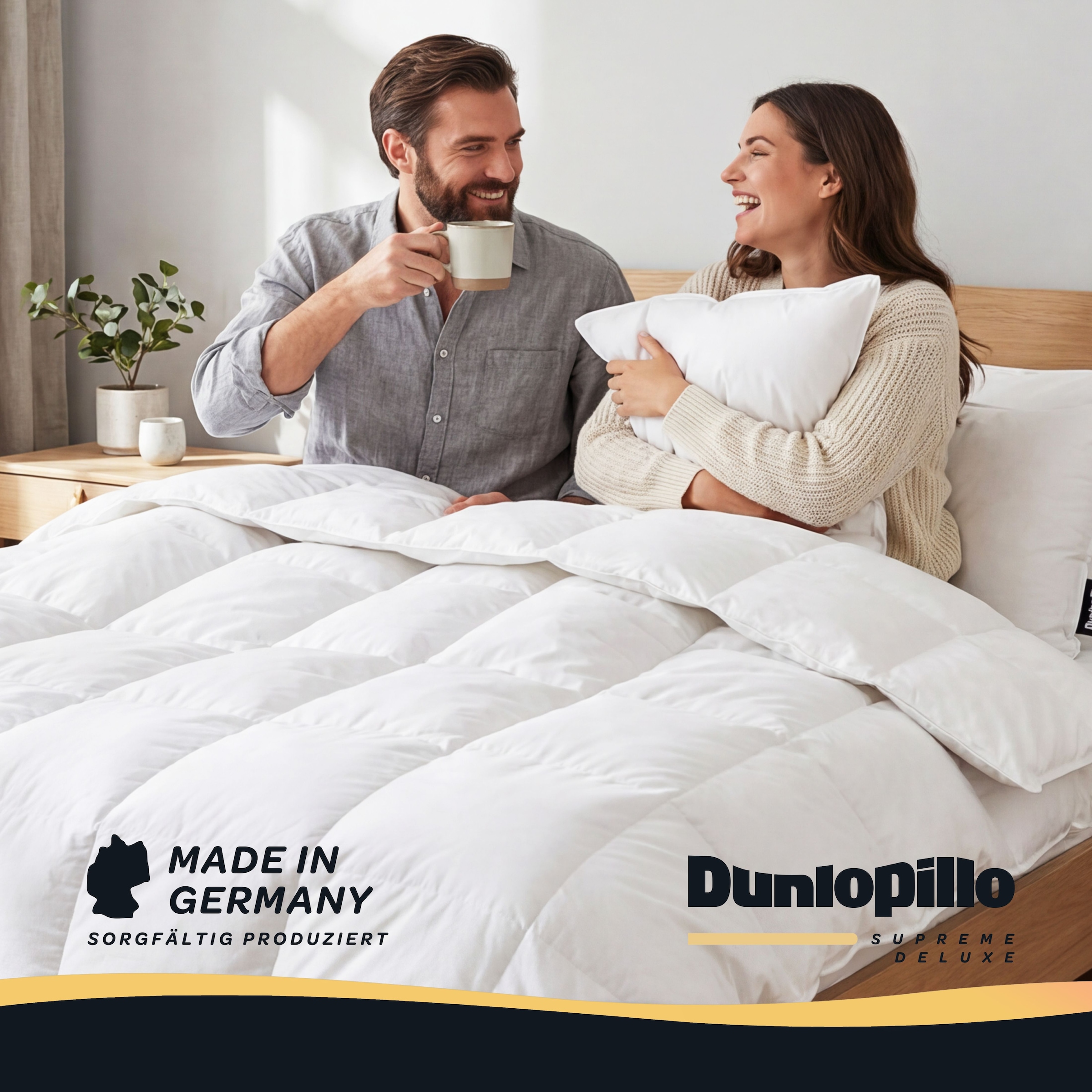 Dunlopillo Gänsedaunenbettdecke »Dunlopillo Supreme Deluxe, "NEUHEIT" in Größe 135x220 & 155 220 cm« leicht Füllung 90% Gänsedaunen & 10% Federn 1 Stk. tlg. Hergestellt in Deutschland & Downpass zertifiziert, NOMITE