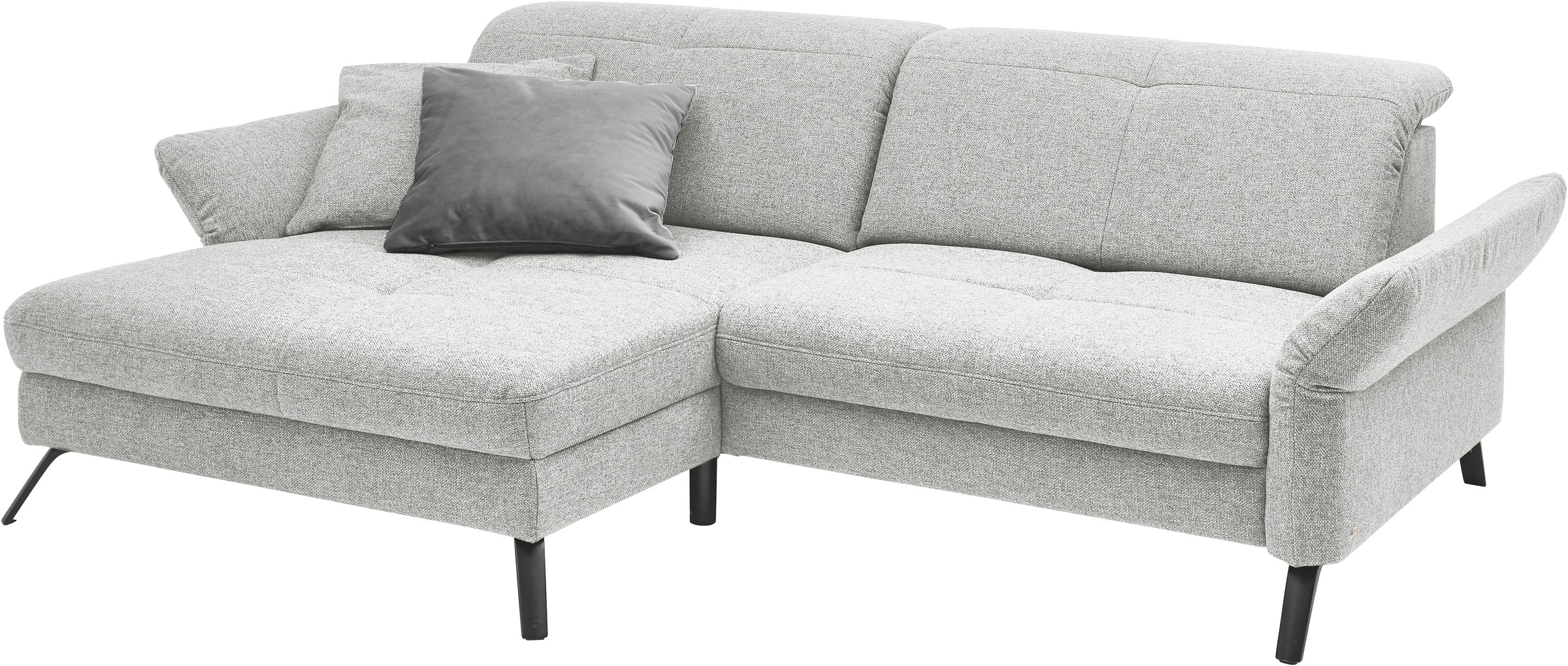 set one by Musterring Ecksofa »SO 4400 V«, wahlweise mit motorischer Bettfunktion & Kopfverstellung, Fuß schwarz