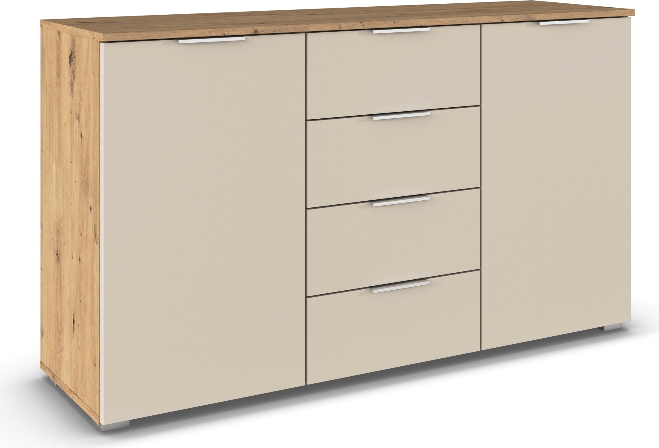 rauch Kommode »Sideboard Schubladenkommode AGORDO mit Dekor- oder Hochglanzfront«, mit 4 Schubkästen und 2 Türen sowie Metallgriffen MADE IN GERMANY