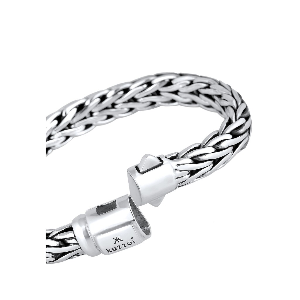 Kuzzoi Armband »Gliederarmband Zopfmuster Unisex 925er Silber«