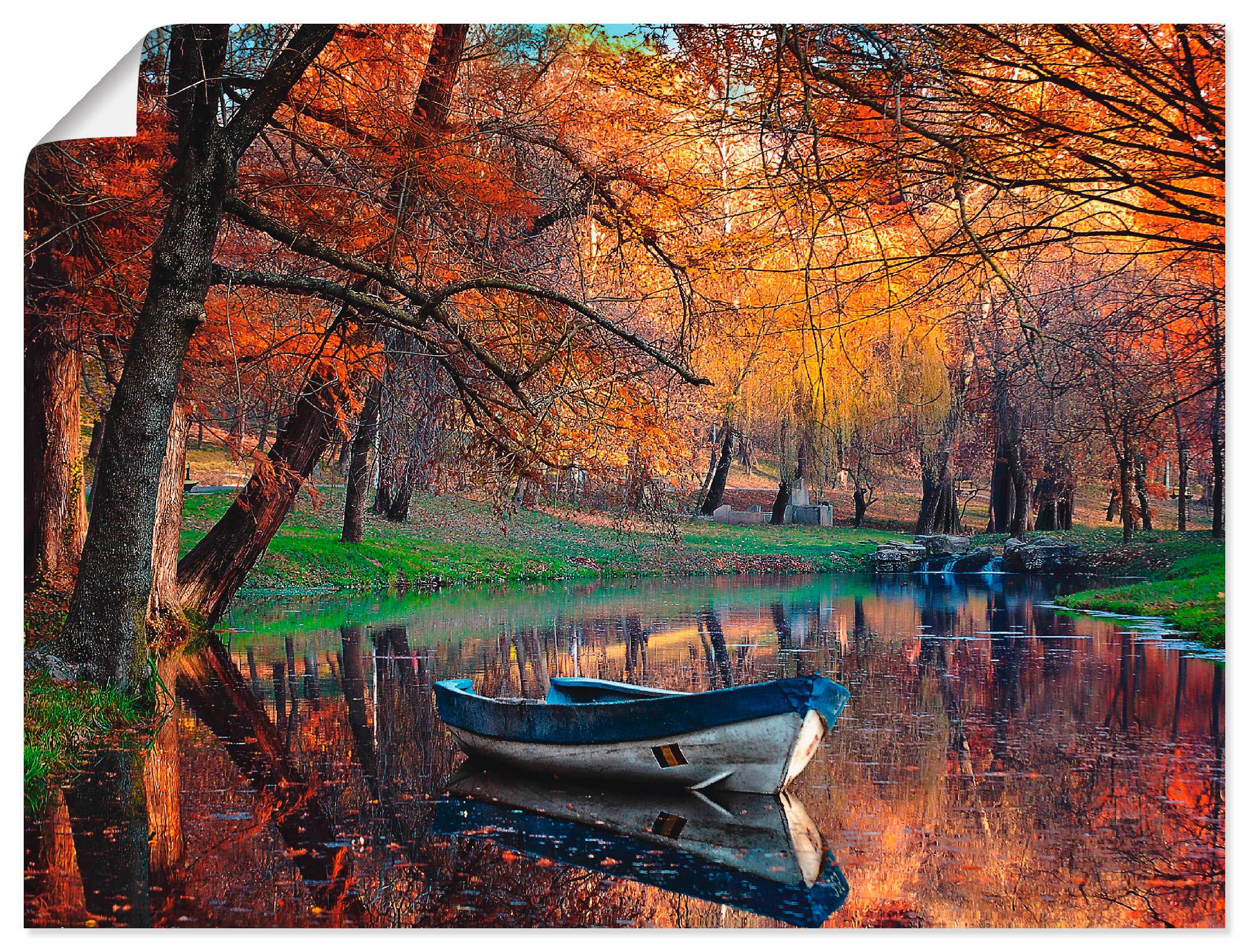 in »Bunte Herbstlandschaft«, Poster & BAUR oder (1 Wandaufkleber Größen Artland Wandbild St.), als Boote Schiffe, versch. Leinwandbild, | kaufen