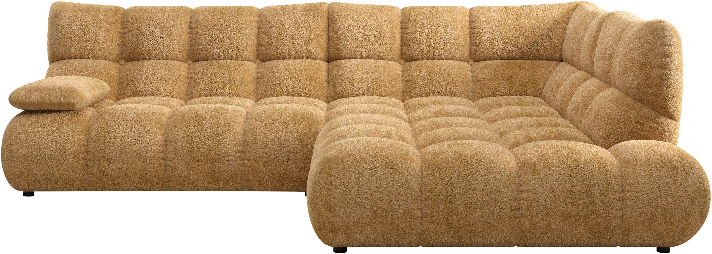 Home affaire Ecksofa "Cozy Bubble, mit klappbarer Armlehne, Breite 289 cm" mit eleganter Steppung, Rundumbezug & weicher Polsterung