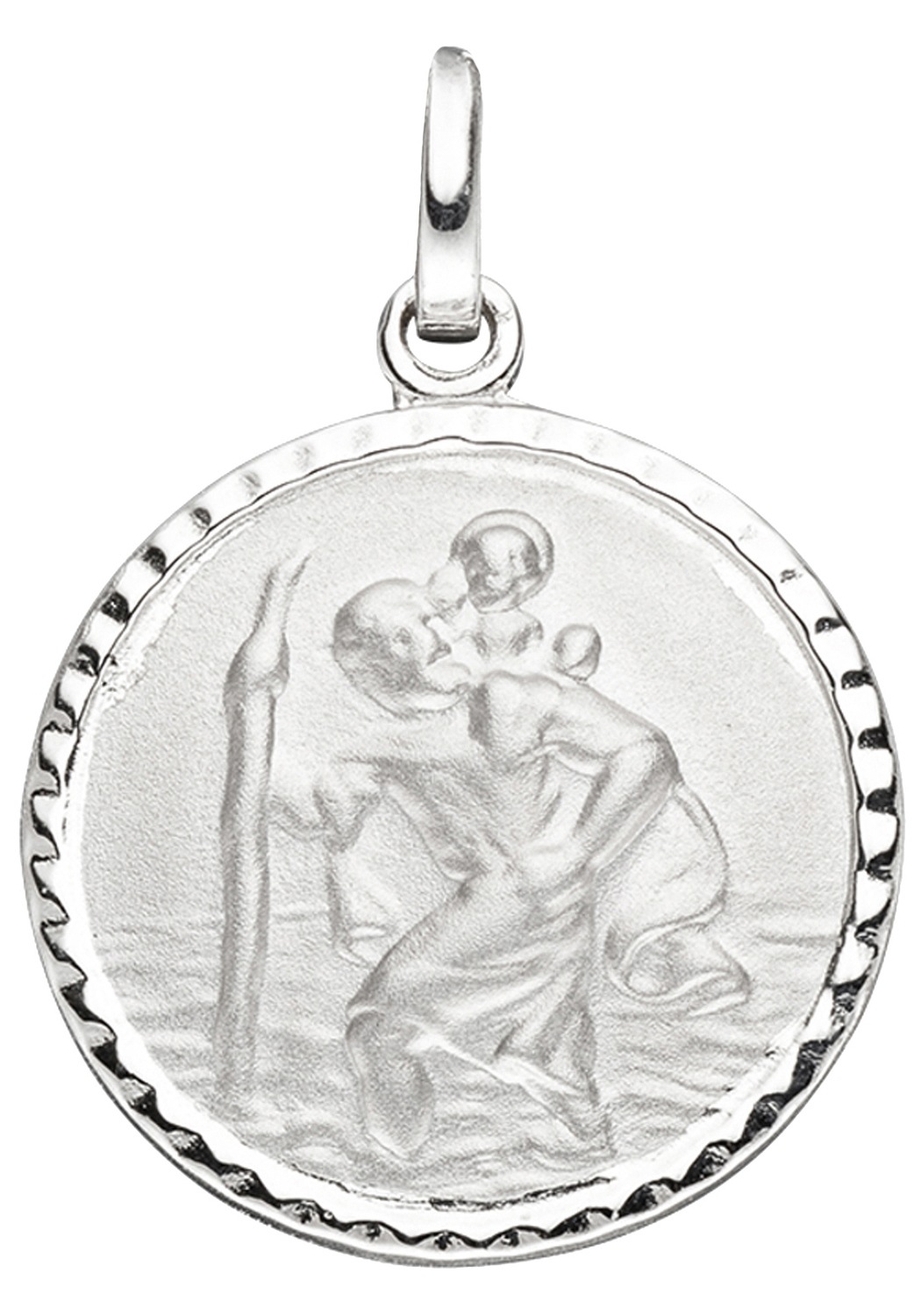 Runder Anhänger JOBO "Schutzpatron Christophorus", silber (silber 925), Schmuckanhänger, Damen, Silber 925 (Sterlingsilber), rund 925 Silber