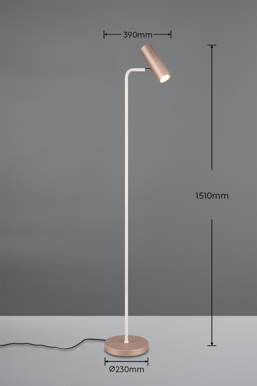 TRIO Leuchten Stehlampe »MARLEY, exkl. 1x GU10 max 5W, Stehleuchte Höhe 151cm«, 1 flammig, Leuchtmittel GU10 | Leuchtmittel wechselbar, mit Kippschalter, Leuchtenkopf schwenkbar, 180cm Anschlusskabel