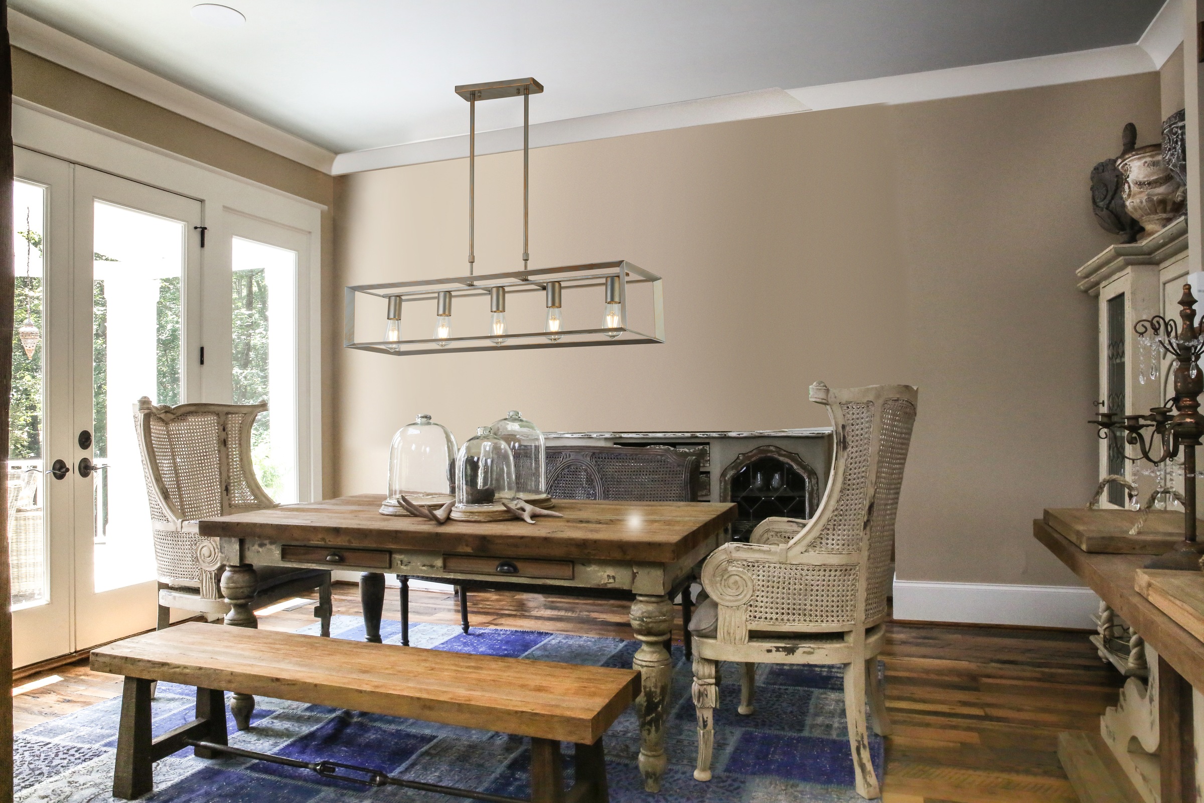 Searchlight Hängeleuchte »Heaton 5Lt Pendant - Brushed Gold/Silver Metal« E27 1 Stk.